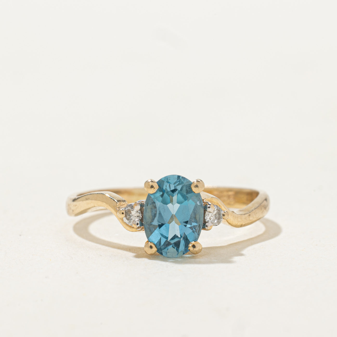 Oval Cut Topaz & Diamond Ring | 0.91ct, 0.03ctw | SZ 6.0 |