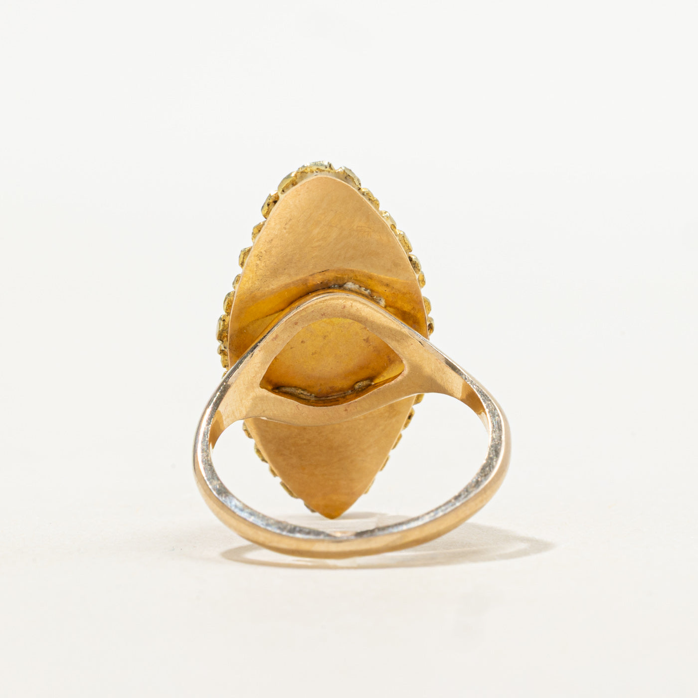 Nephrite Jade Textured Navette Ring | 4.07ct | SZ 6.25 |