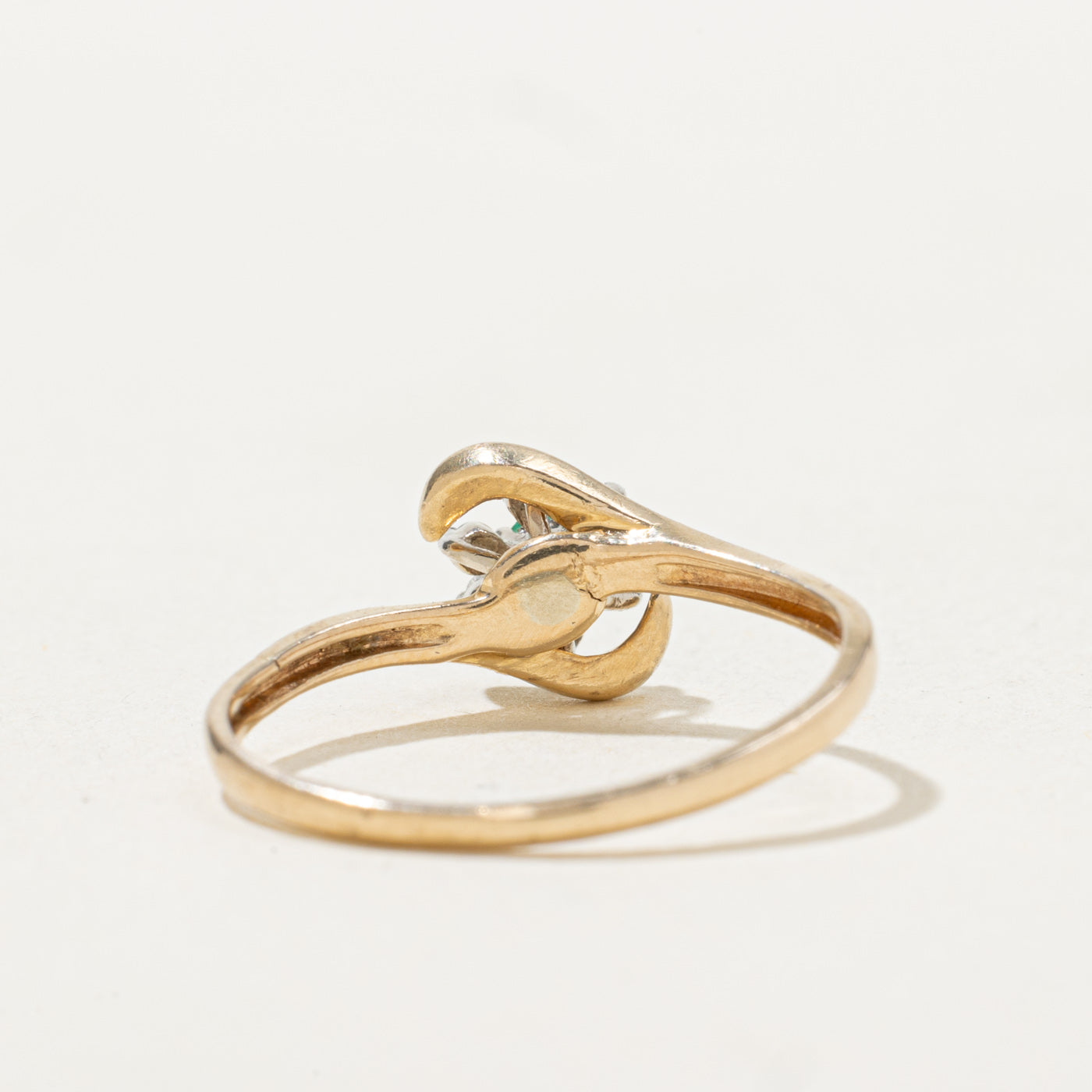 Emerald & Diamond Petal Bypass Ring | 0.015ct, 0.03ctw | SZ 5.5 |