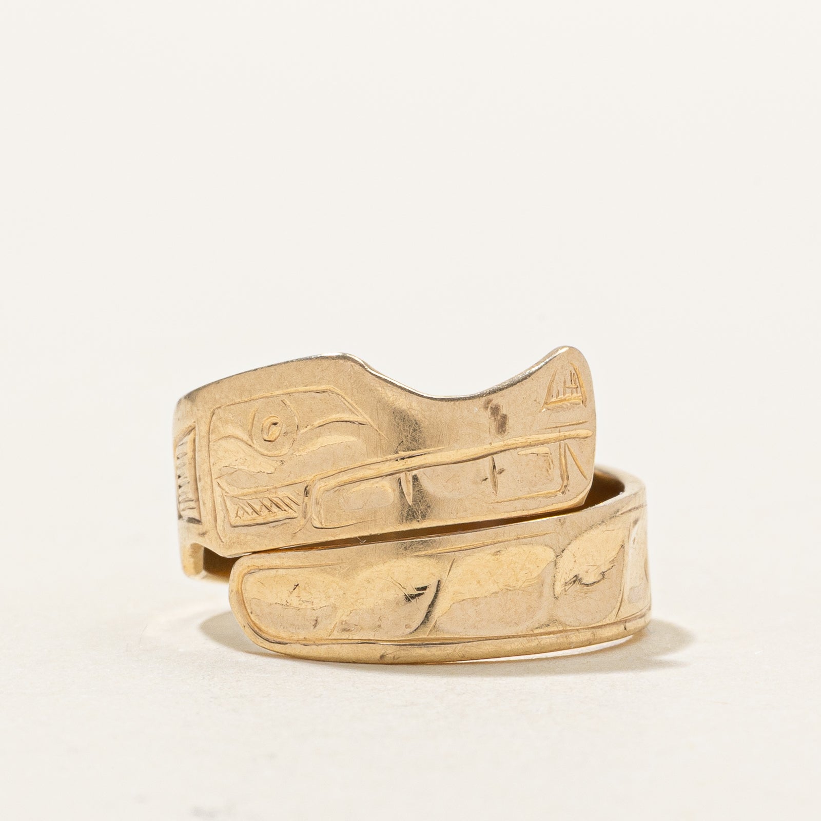 15k Yellow Gold Indigenous Engraved Ring | SZ 3.75