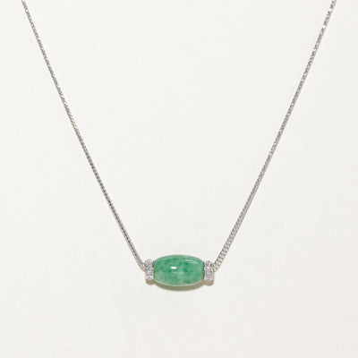 18K Diamond & Jadeite Necklace | 0.20ctw | 10.00ct | 17