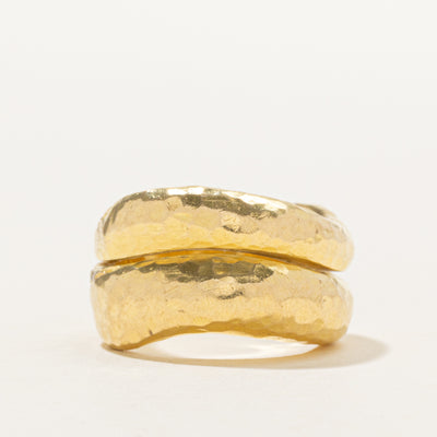 18k Diamond Hammered Double Dome Ring | 0.05ctw | SZ 8.5