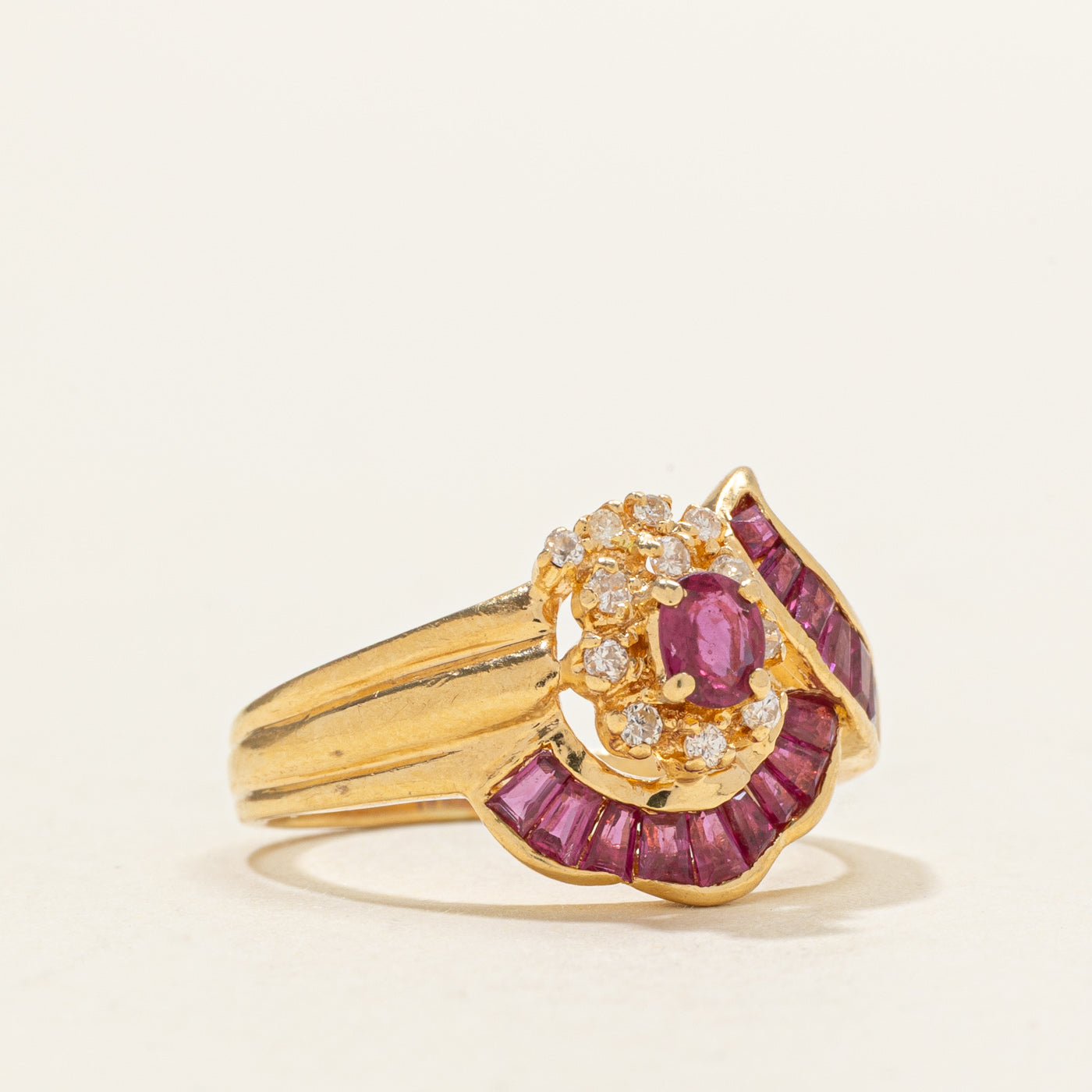 Ruby & Diamond Halo Cluster Ring | 0.38ctw, 0.06ctw | SZ 5.0