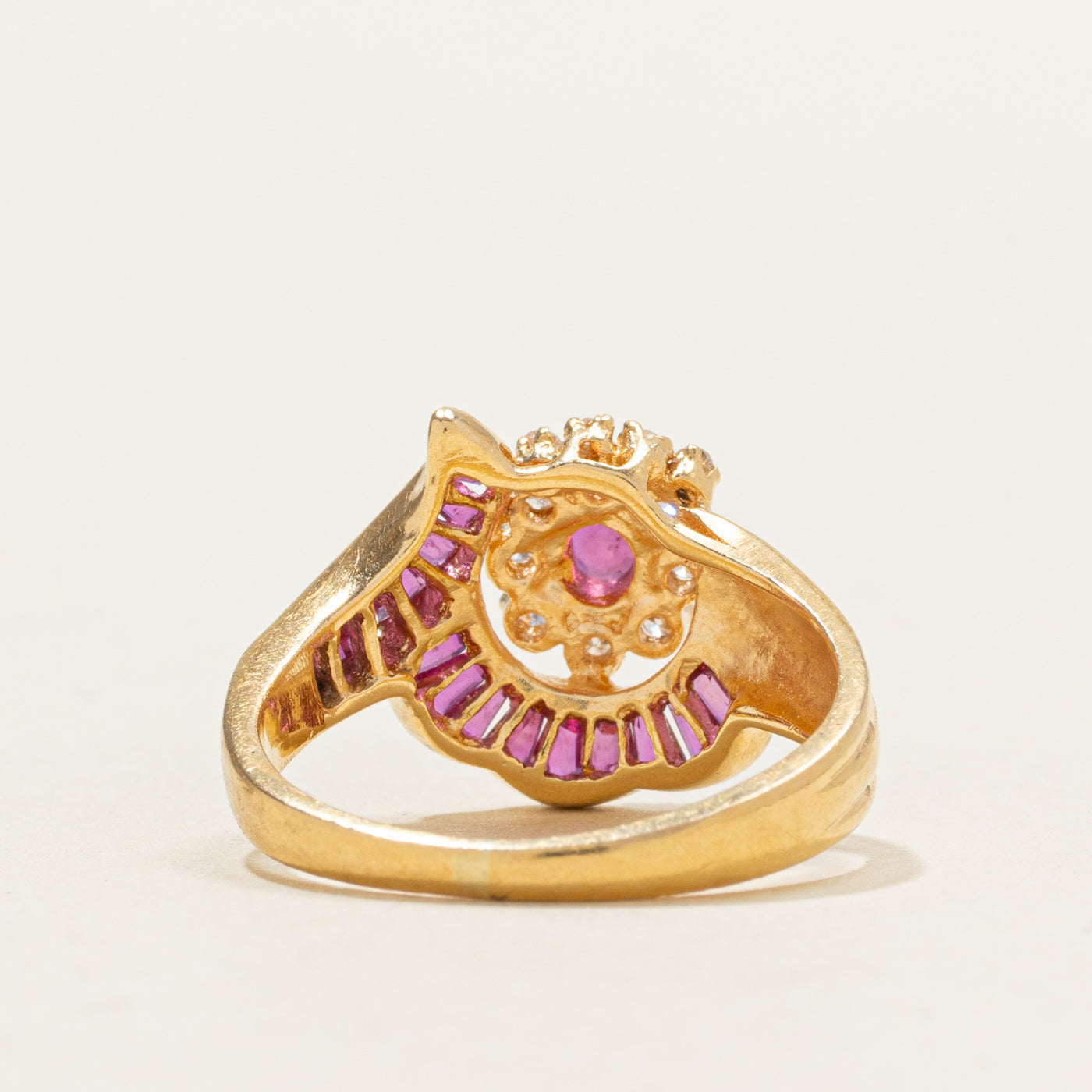 Ruby & Diamond Halo Cluster Ring | 0.38ctw, 0.06ctw | SZ 5.0