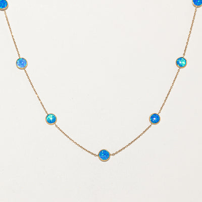 18K Synthetic Blue Opal Necklace | 3.00ctw