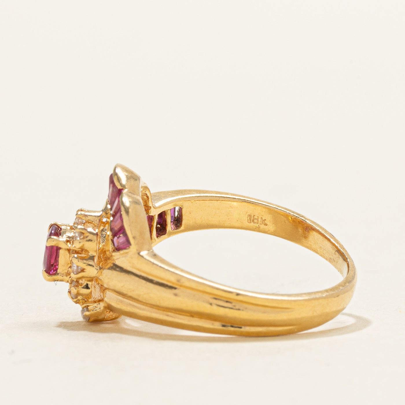 Ruby & Diamond Halo Cluster Ring | 0.38ctw, 0.06ctw | SZ 5.0