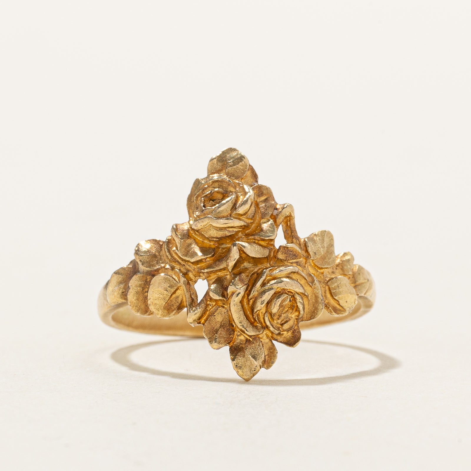 French Hallmarked 18k Yellow Gold Rosebush Ring | SZ 6.5