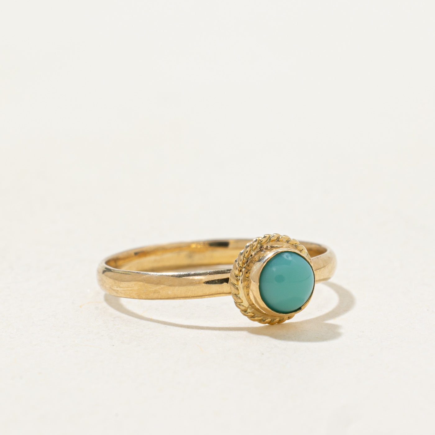 Bezel Set Solitaire Turquoise Rope Textured Ring | 0.32ct | SZ 2.75 |