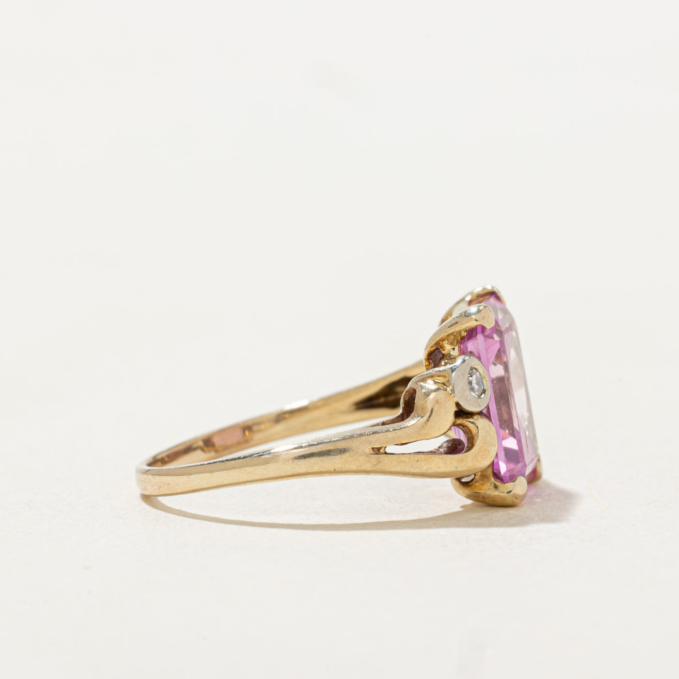 Emerald Cut Syntheitc Spinel & Diamond Ring | 3.09ct, 0.03ctw | SZ 4.5 |