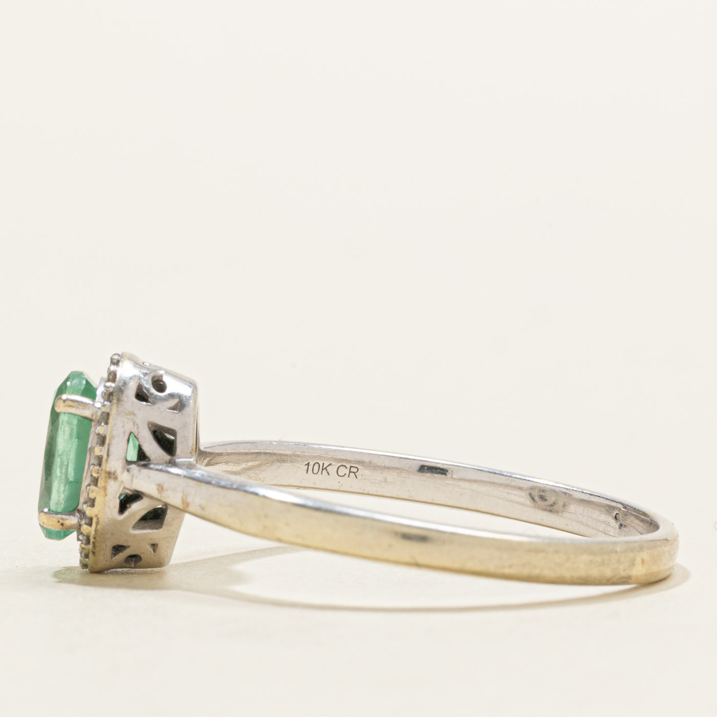 Green Sapphire & Diamond Halo Ring | 1.10ct, 0.10ctw | SZ 12.5