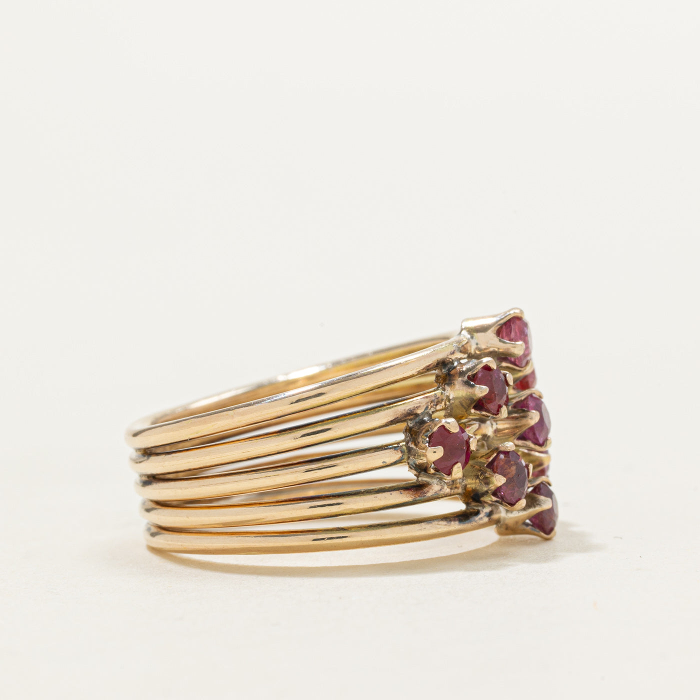 Ruby Geometric Cluster Ring | 0.75ctw | SZ 7.25
