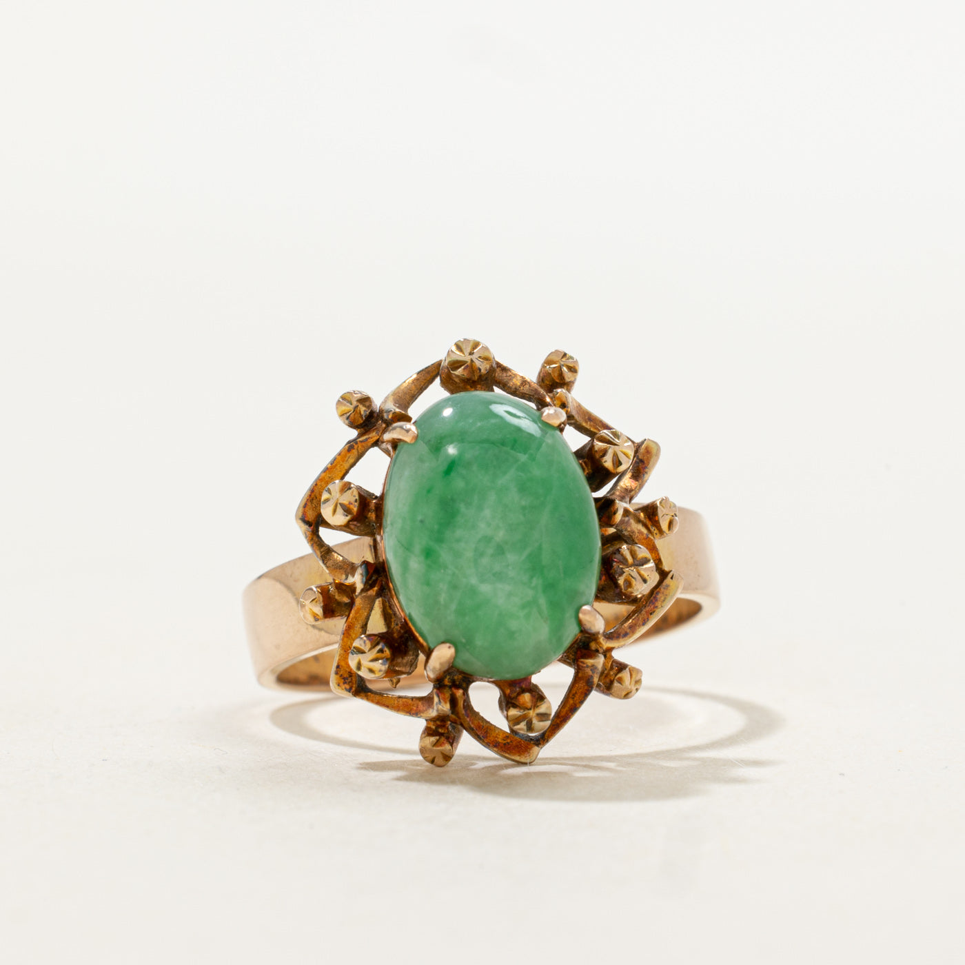 Jade Floral Openwork Cocktail Ring | 3.50ct | SZ 8.25 |