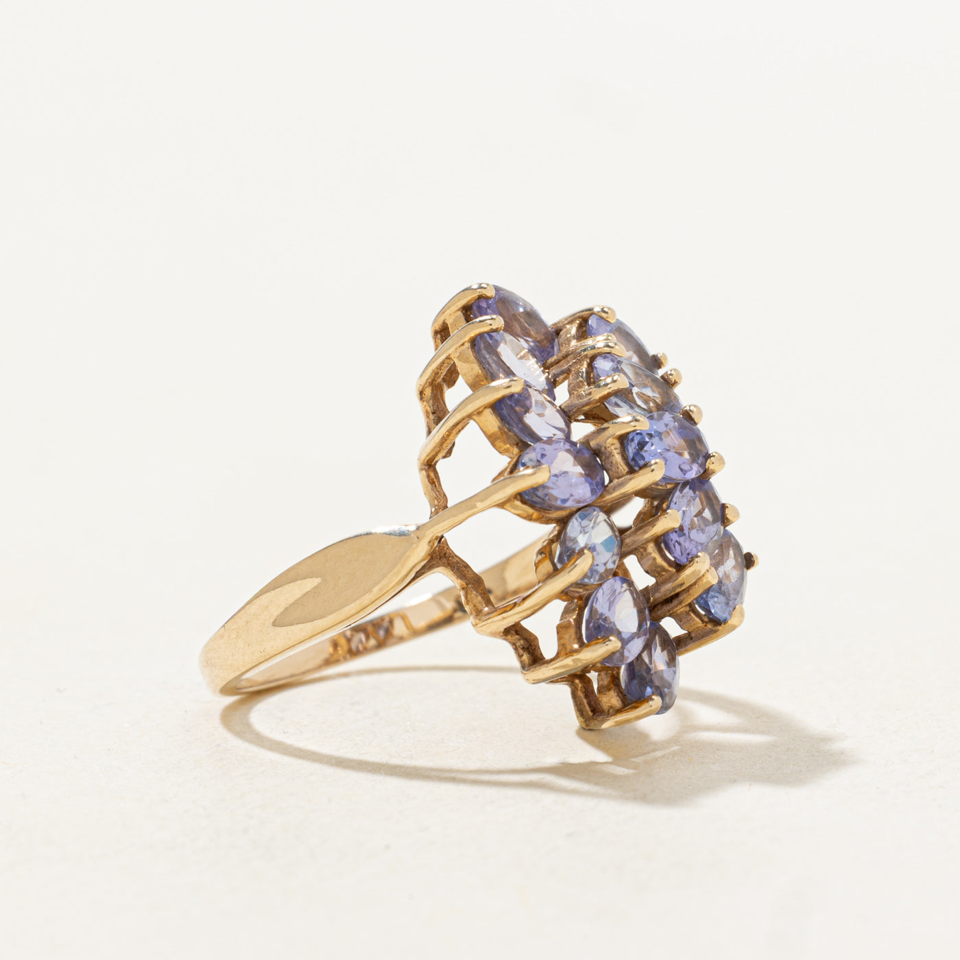 Oval Cut Tanzanite Cluster Cocktail Ring | 2.64ctw | SZ 6.0 |