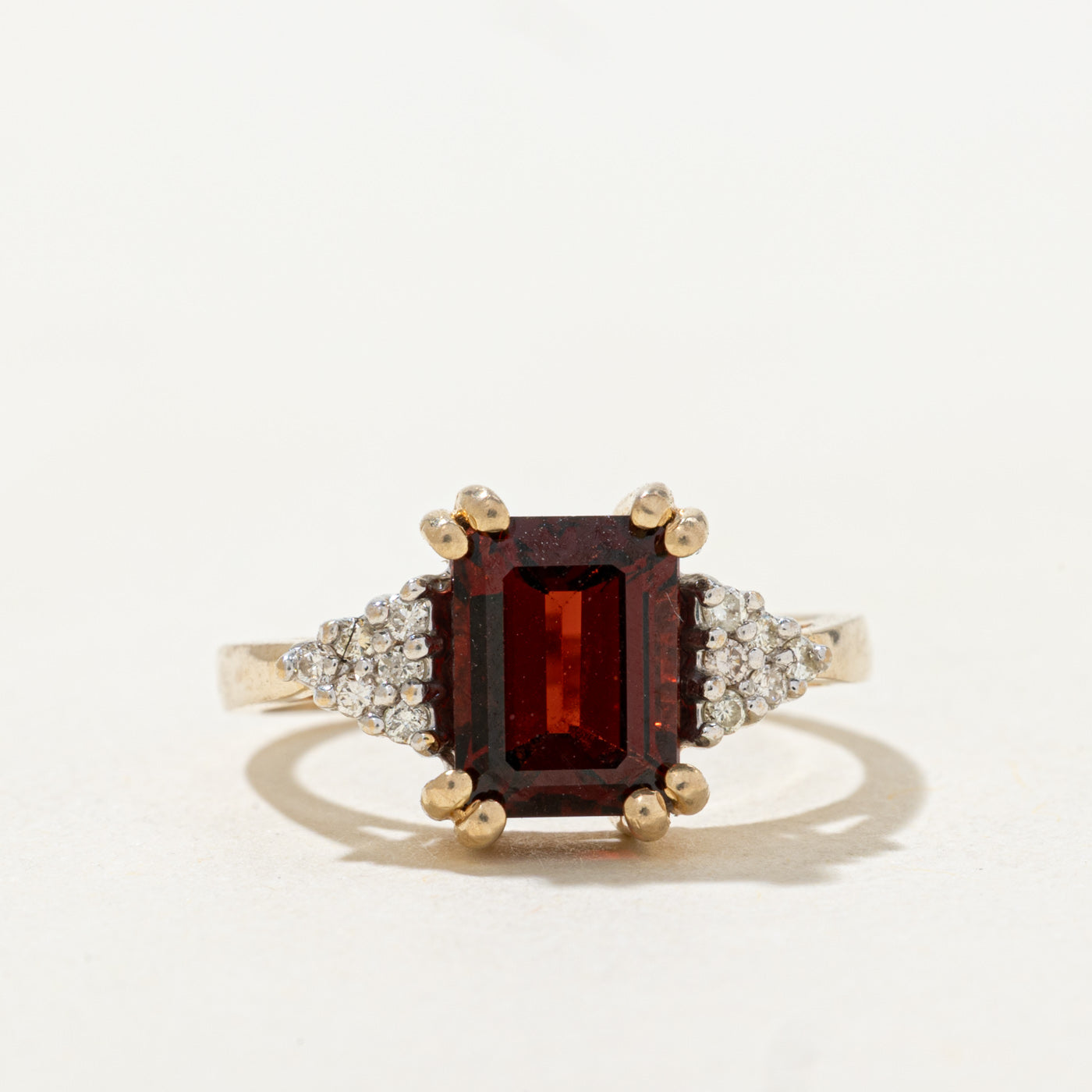 Emerald Cut Garnet & Diamond Accented Ring | 1.93ct | 0.06ctw | SZ 5.5 |