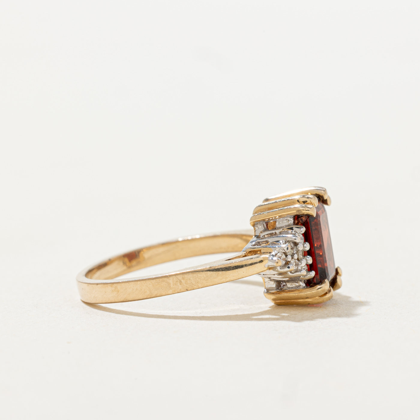 Emerald Cut Garnet & Diamond Accented Ring | 1.93ct | 0.06ctw | SZ 5.5 |