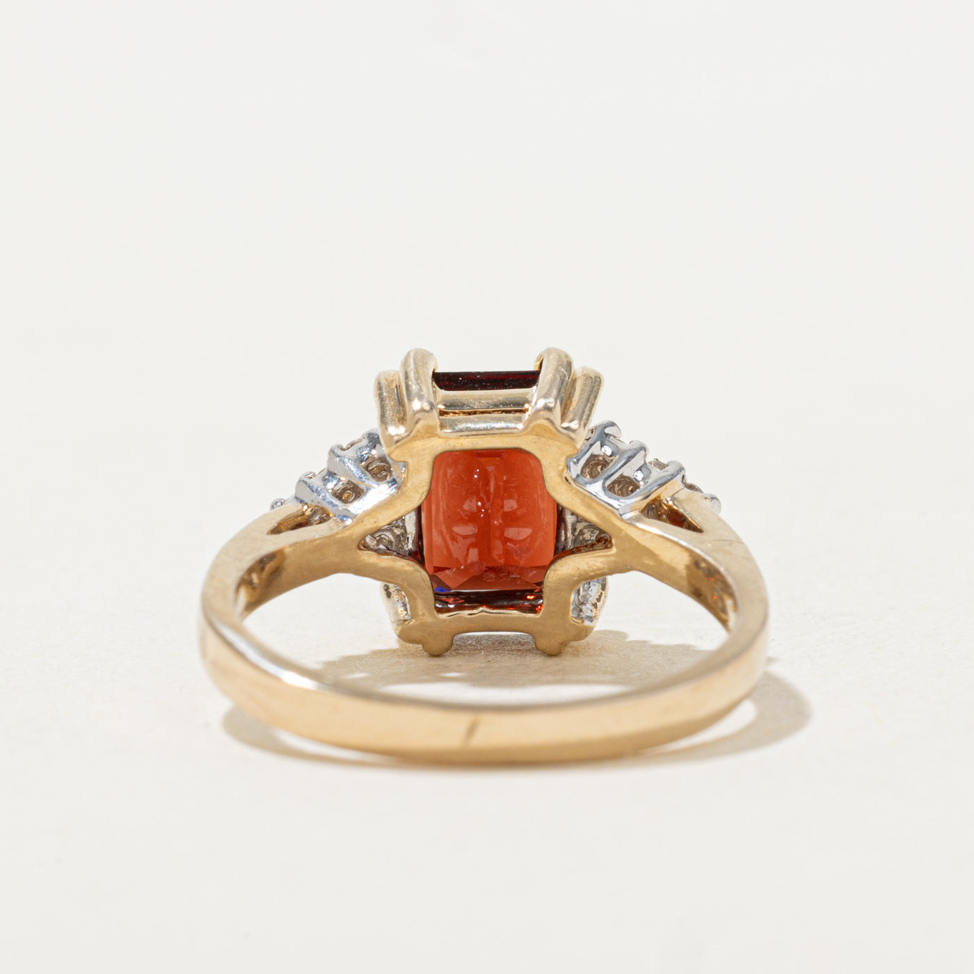 Emerald Cut Garnet & Diamond Accented Ring | 1.93ct | 0.06ctw | SZ 5.5 |