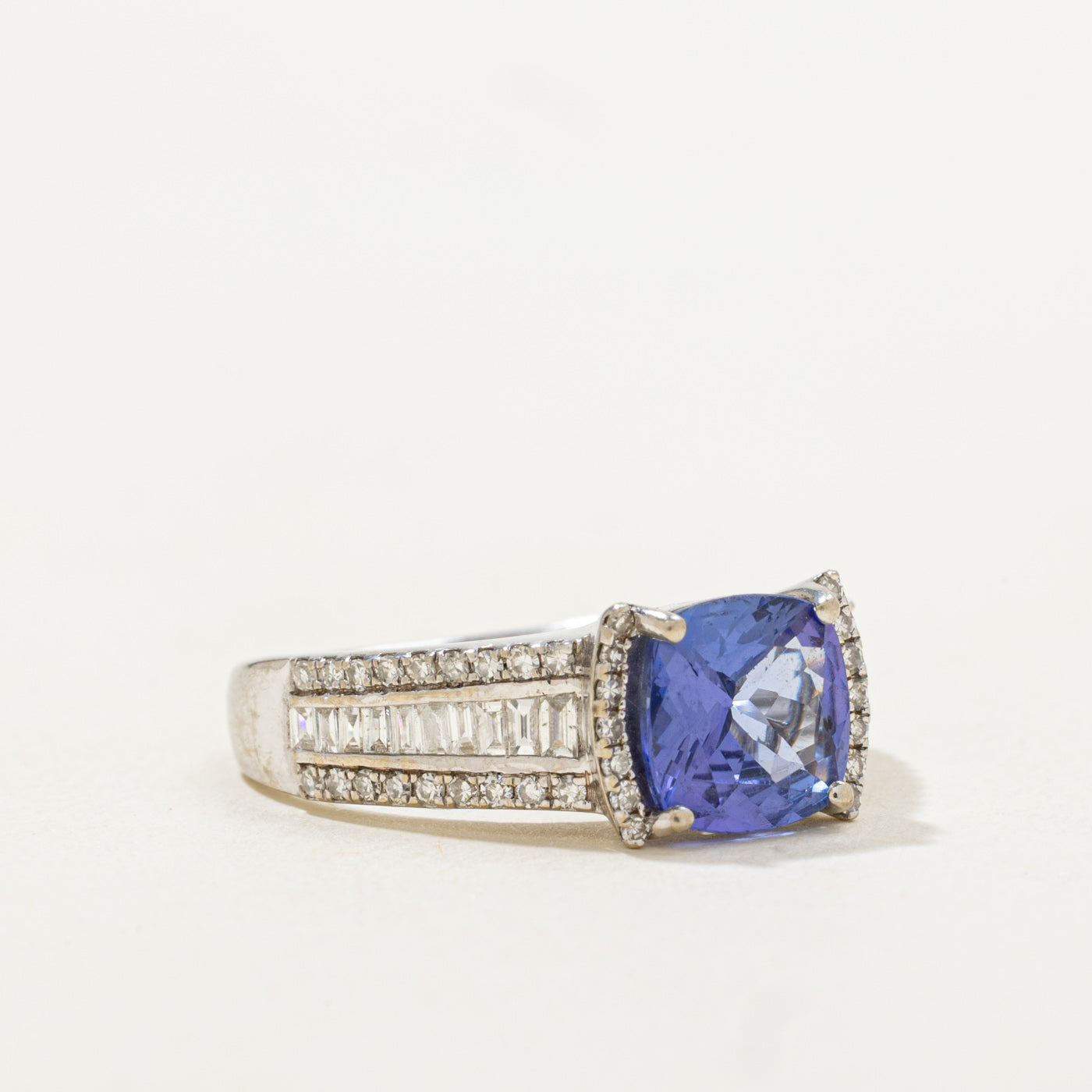 'Effy' Cushion Cut Tanzanite & Diamond Accented Ring | 1.42ct, 0.3ctw | SZ 7.0 |