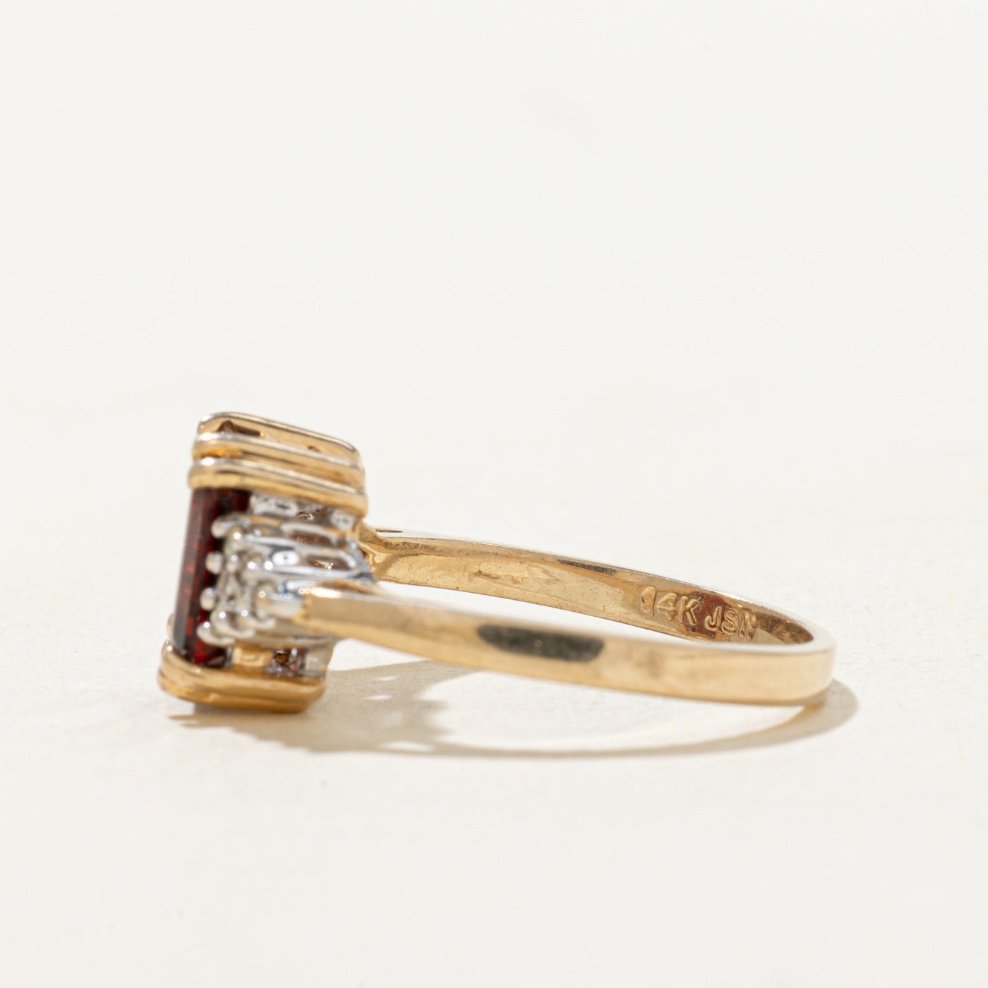 Emerald Cut Garnet & Diamond Accented Ring | 1.93ct | 0.06ctw | SZ 5.5 |