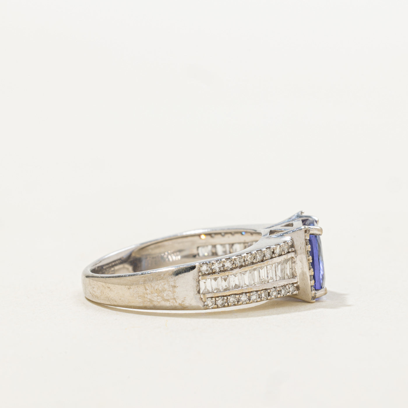 'Effy' Cushion Cut Tanzanite & Diamond Accented Ring | 1.42ct, 0.3ctw | SZ 7.0 |