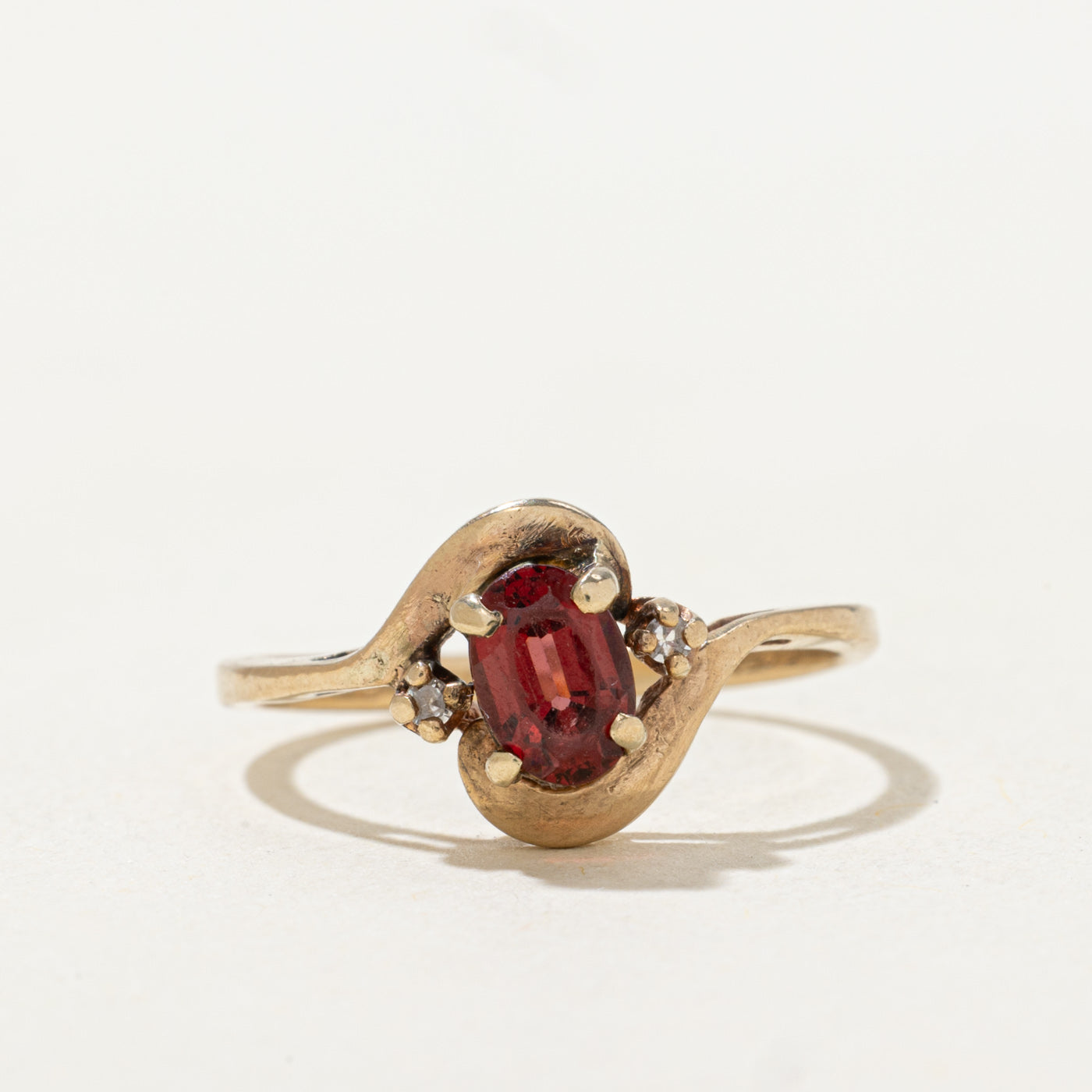 Garnet & Diamond Bypass Ring | 0.84ct | 0.01ctw | SZ 6.25 |