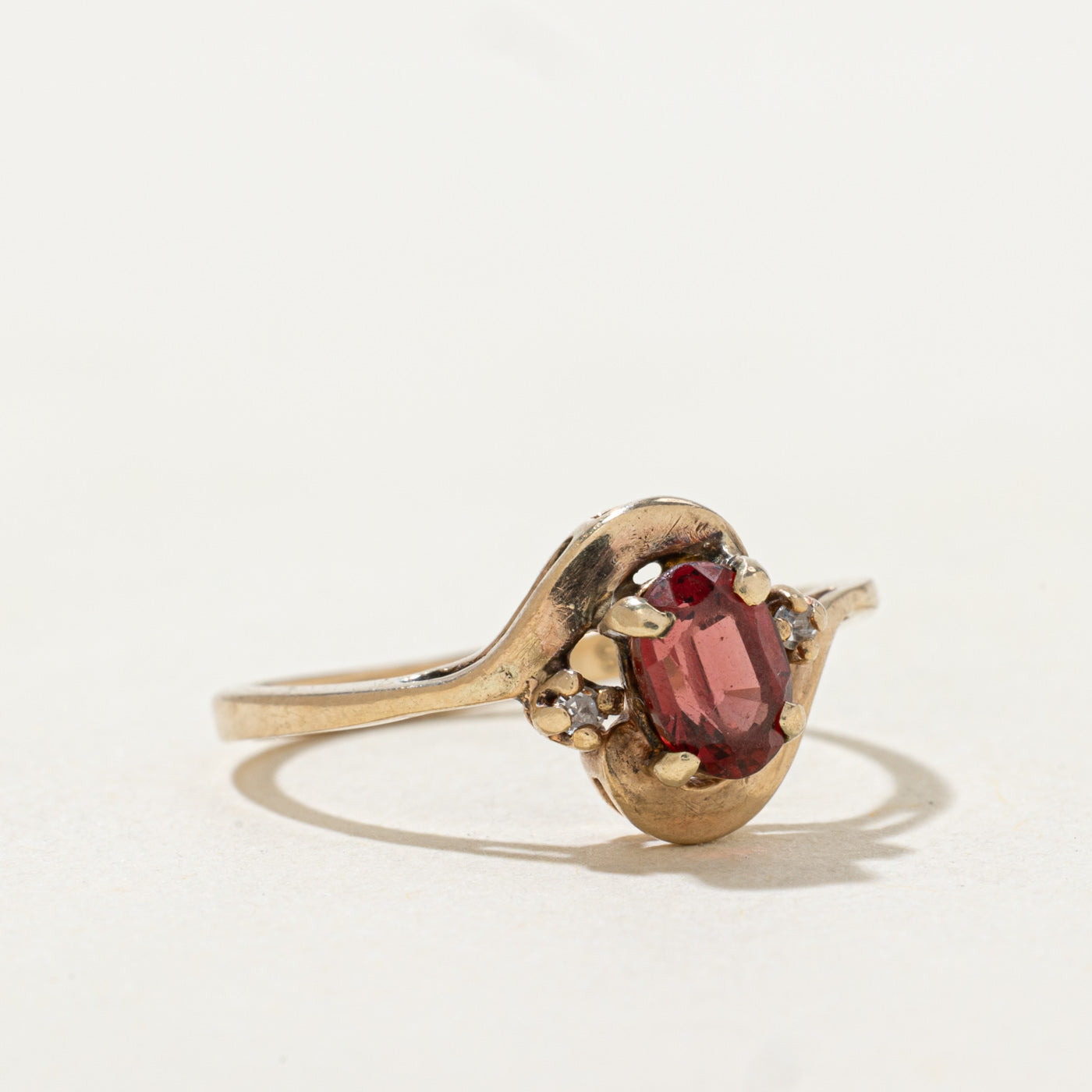 Garnet & Diamond Bypass Ring | 0.84ct | 0.01ctw | SZ 6.25 |