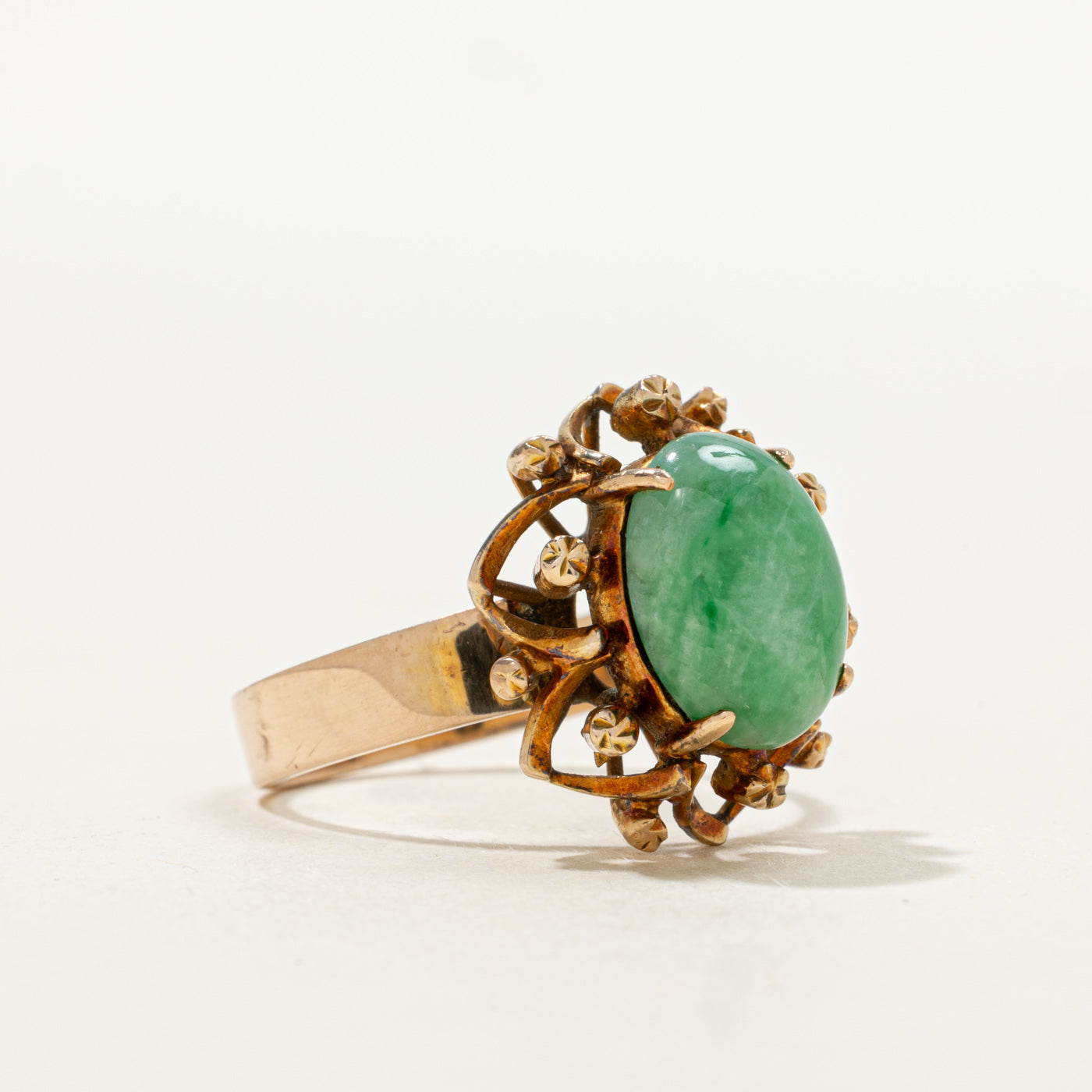 Jade Floral Openwork Cocktail Ring | 3.50ct | SZ 8.25 |