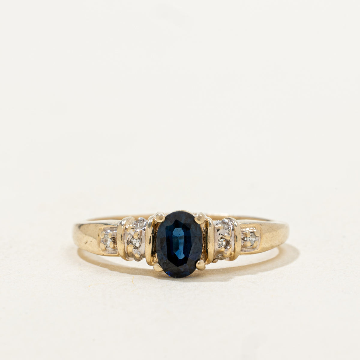 Oval Cut Sapphire & Diamond Accented Ring | 0.47ct, 0.02ctw | SZ 7.0