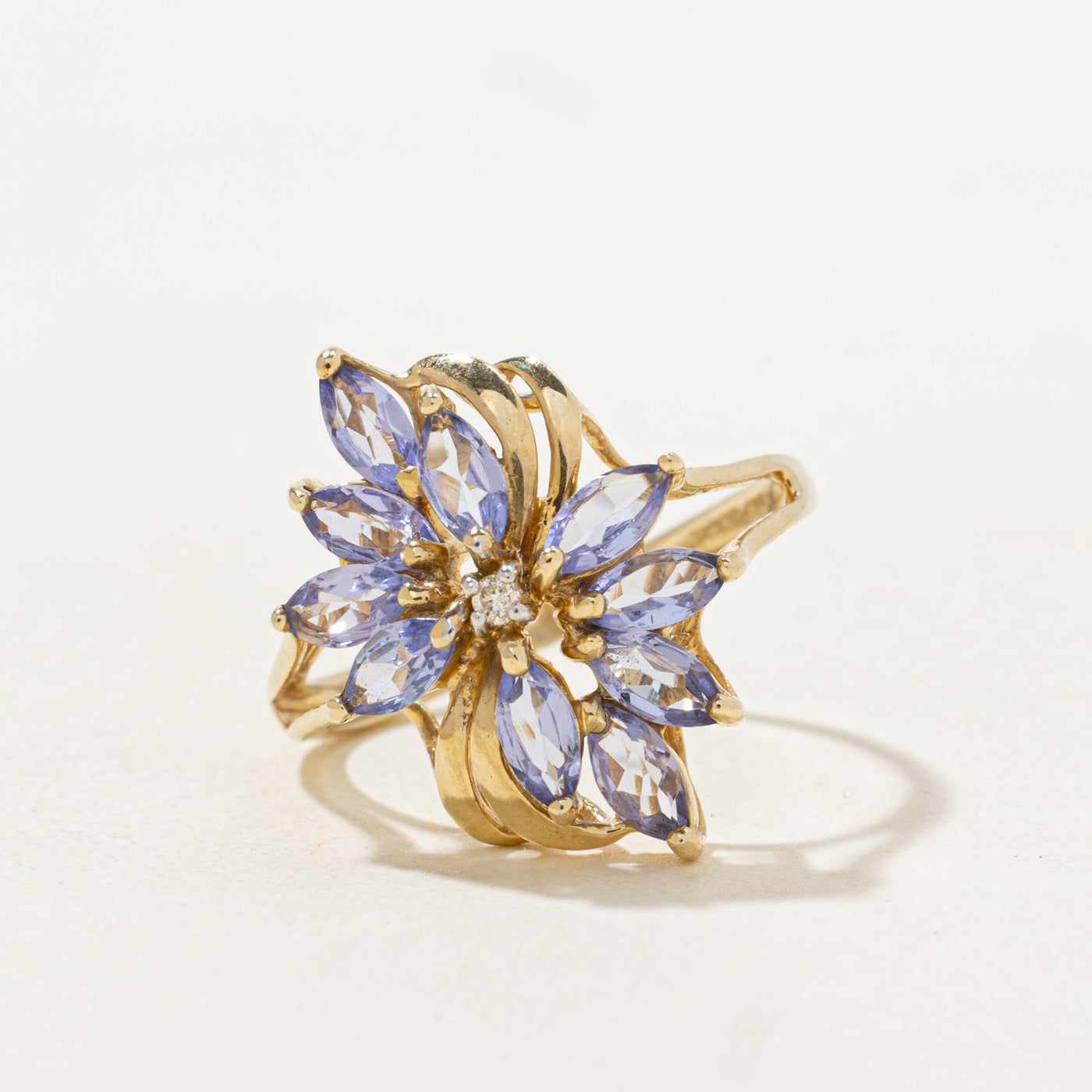 Marquise Cut Tanzanite & Diamond Cocktail Ring | 0.85ctw, 0.01ctw | SZ 6.25 |
