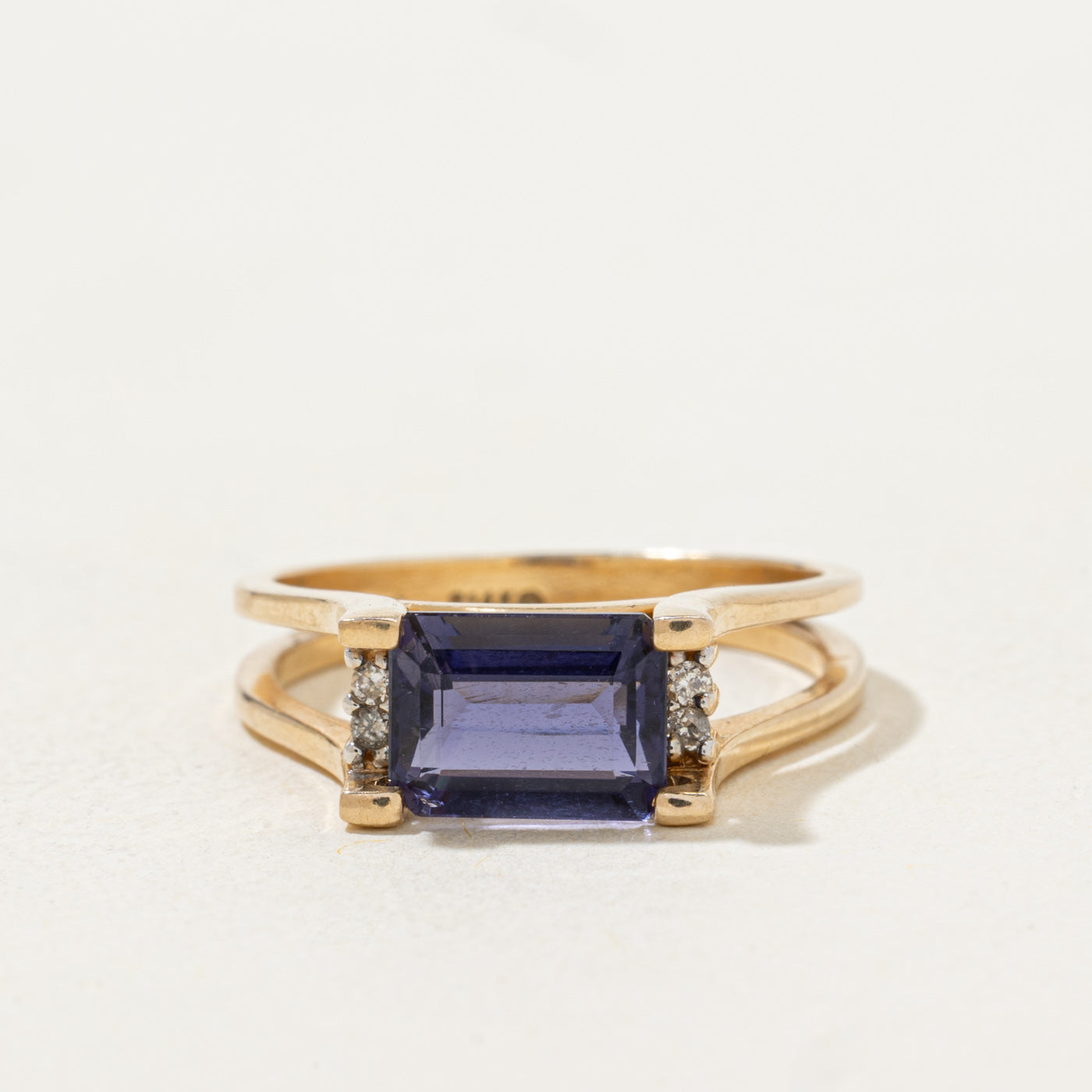 East West Emerald Cut Tanzanite & Diamond Ring | 1.6ct, 0.02ctw | SZ 6.25 |