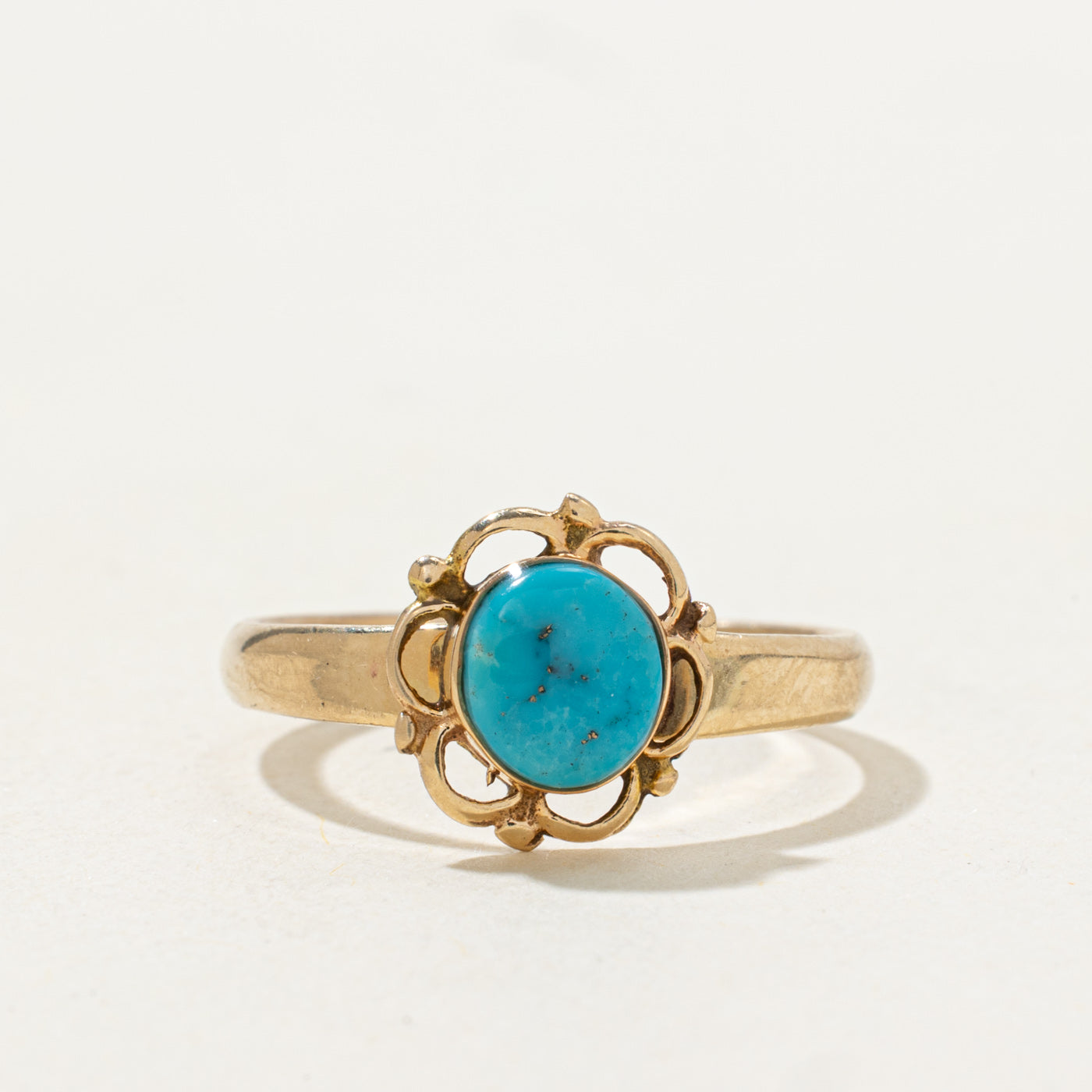 Bezel Set Turquoise Floral Ring | 0.52ct | SZ 6.75 |
