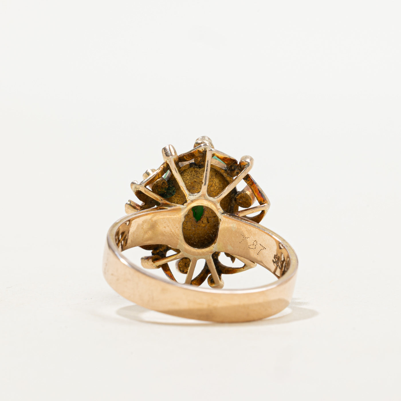 Jade Floral Openwork Cocktail Ring | 3.50ct | SZ 8.25 |