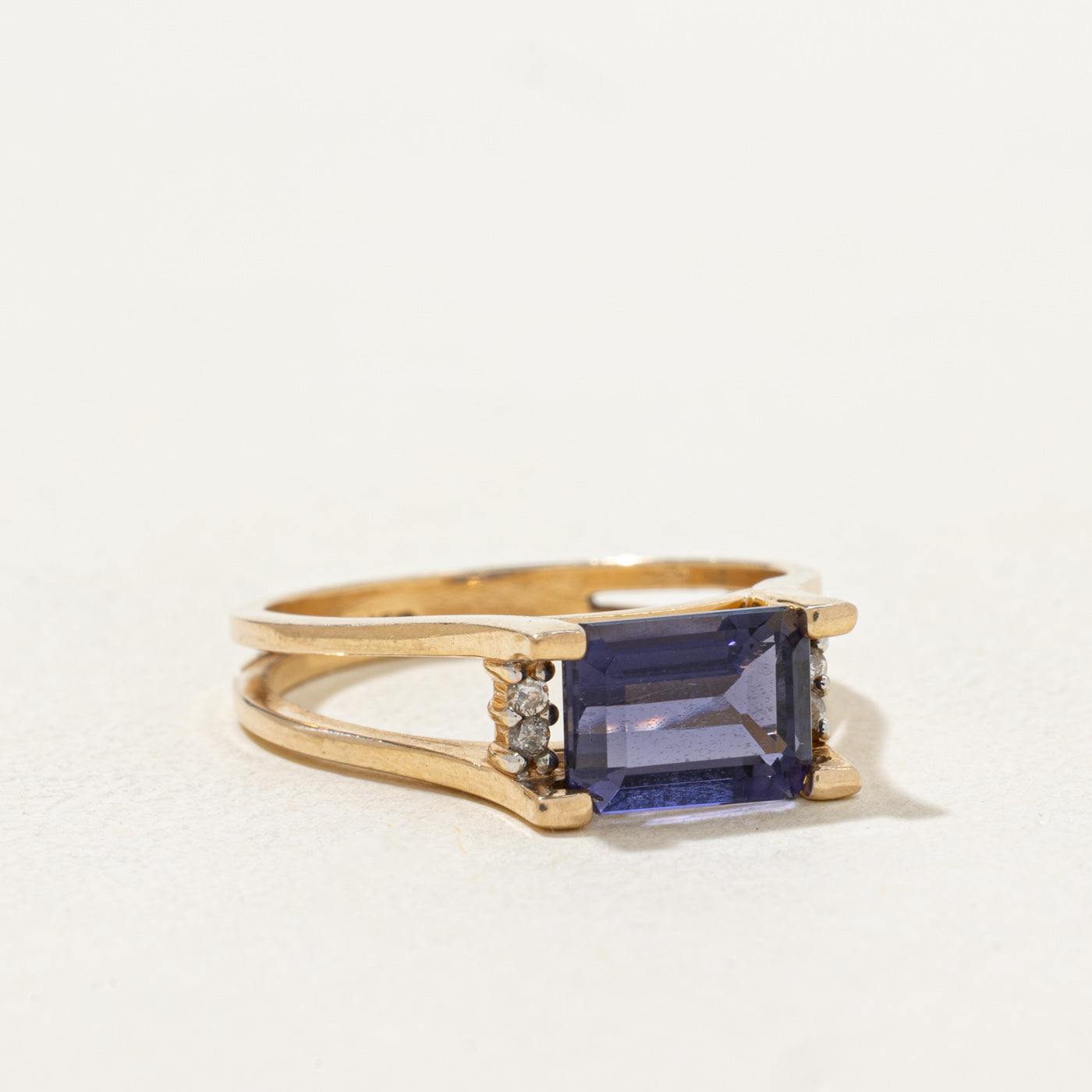 East West Emerald Cut Tanzanite & Diamond Ring | 1.6ct, 0.02ctw | SZ 6.25 |
