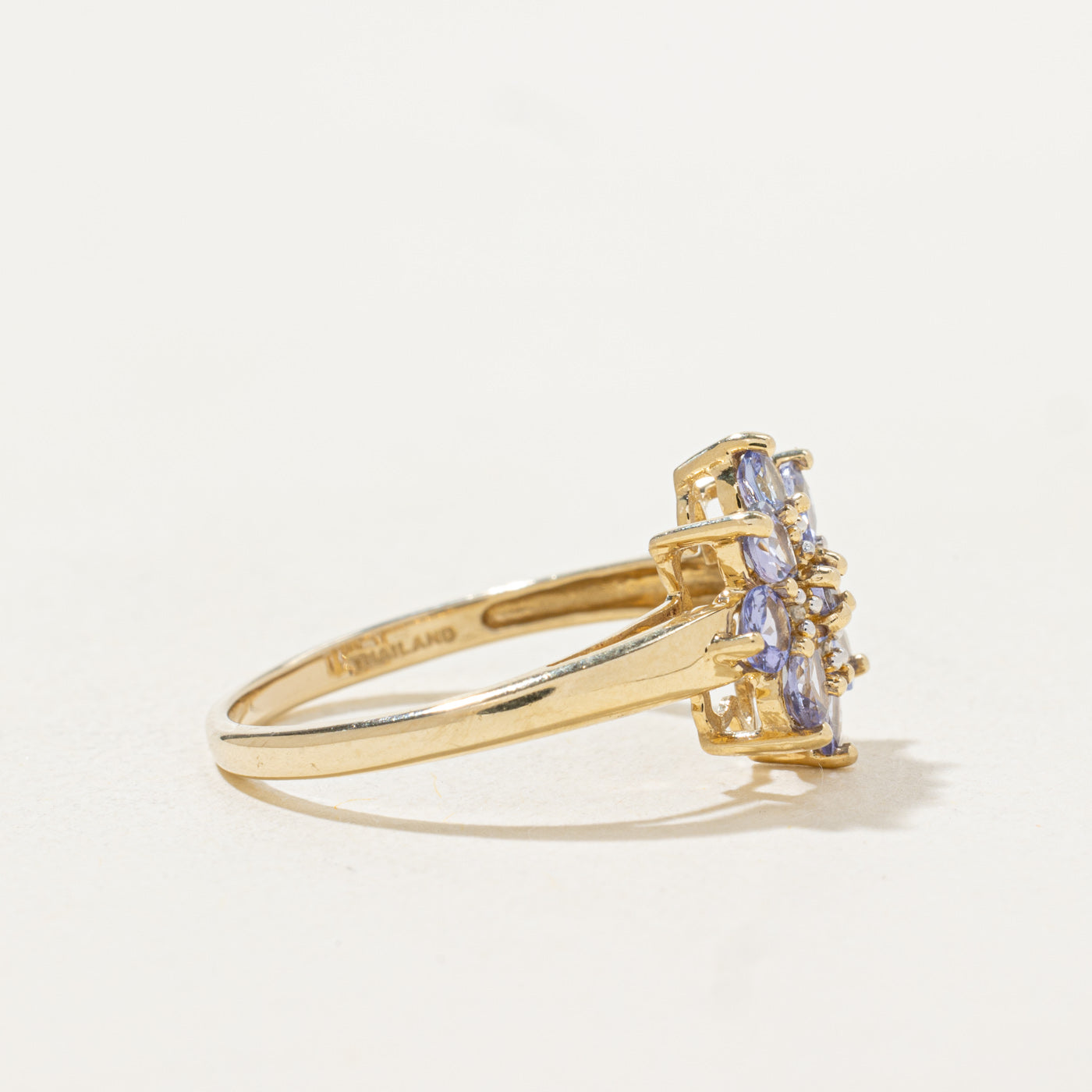 Pear Cut Tanzanite & Diamond Flower Ring | 0.98ctw, 0.02ctw | SZ 8.0 |