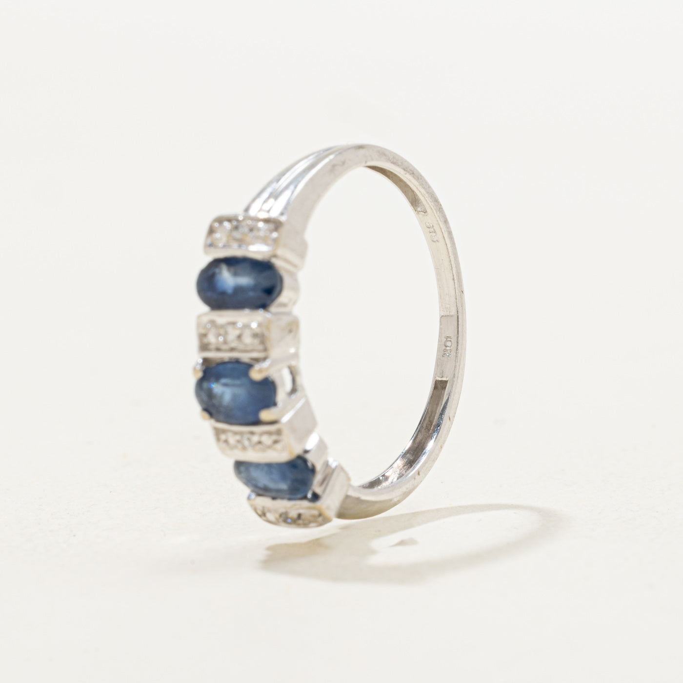 Three Stone Sapphire & Diamond Band | 0.80ctw, 0.02ctw | SZ 6.5 |