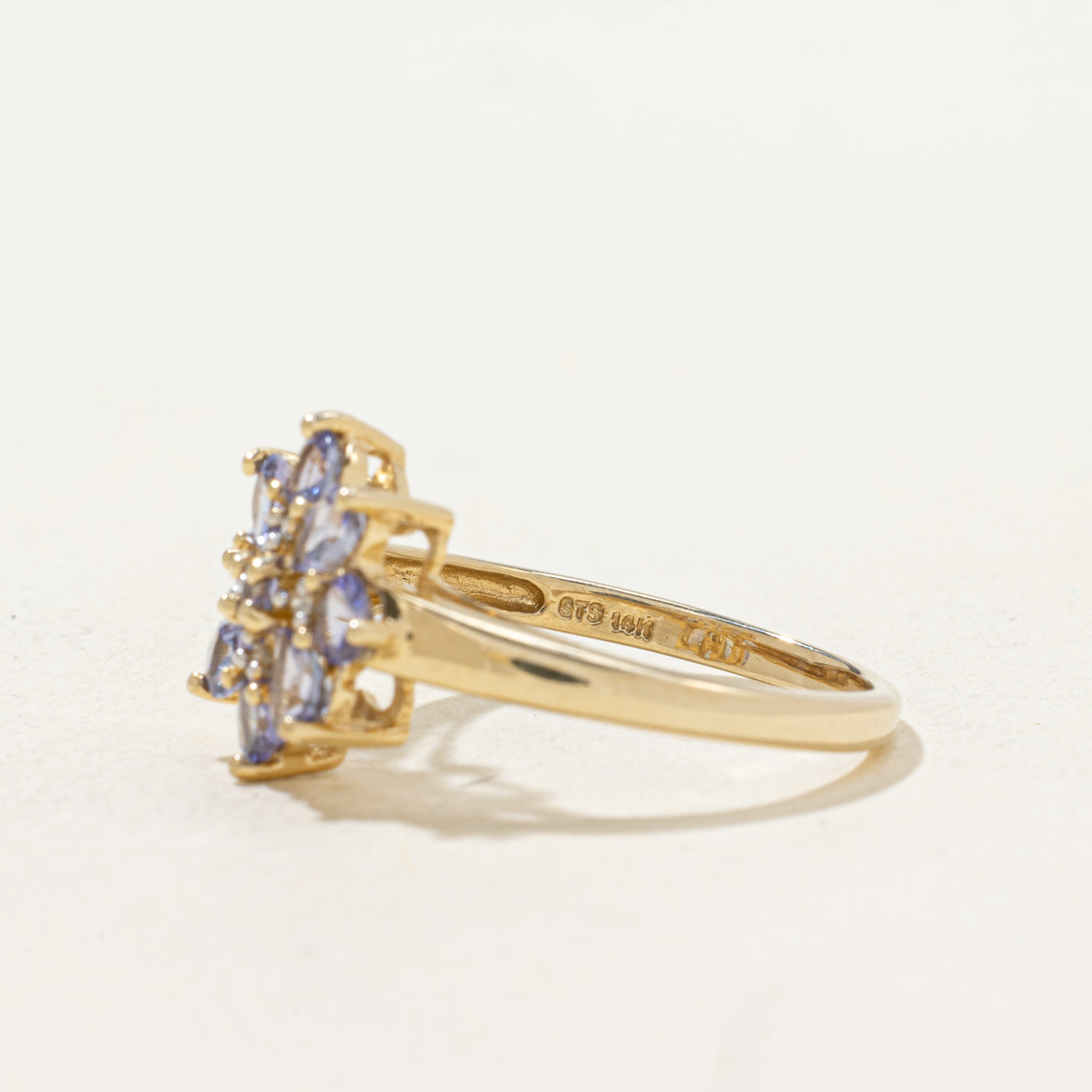 Pear Cut Tanzanite & Diamond Flower Ring | 0.98ctw, 0.02ctw | SZ 8.0 |