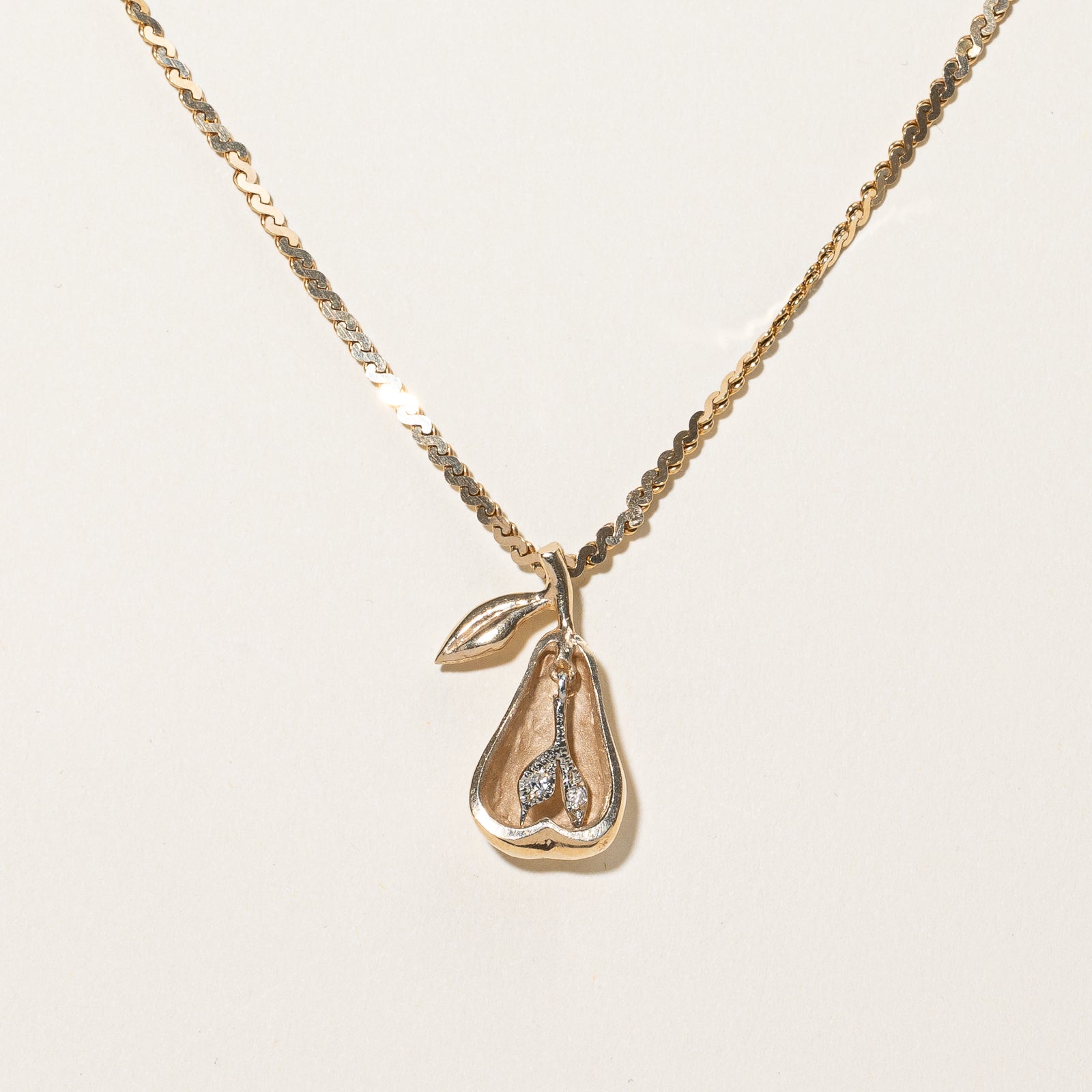 Gold Pear Pendant & Necklace | 0.05ctw | 16" |