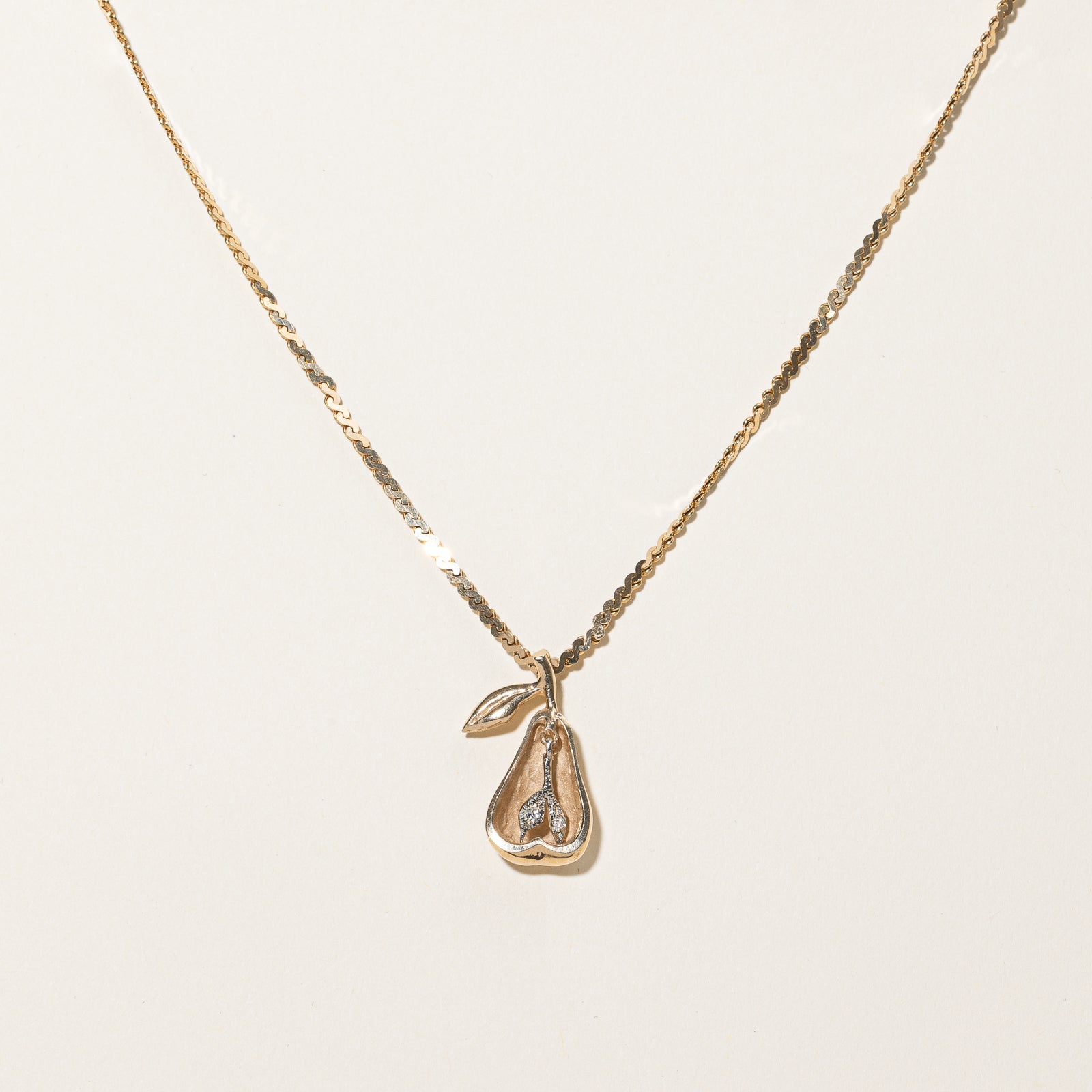 Gold Pear Pendant & Necklace | 0.05ctw | 16" |