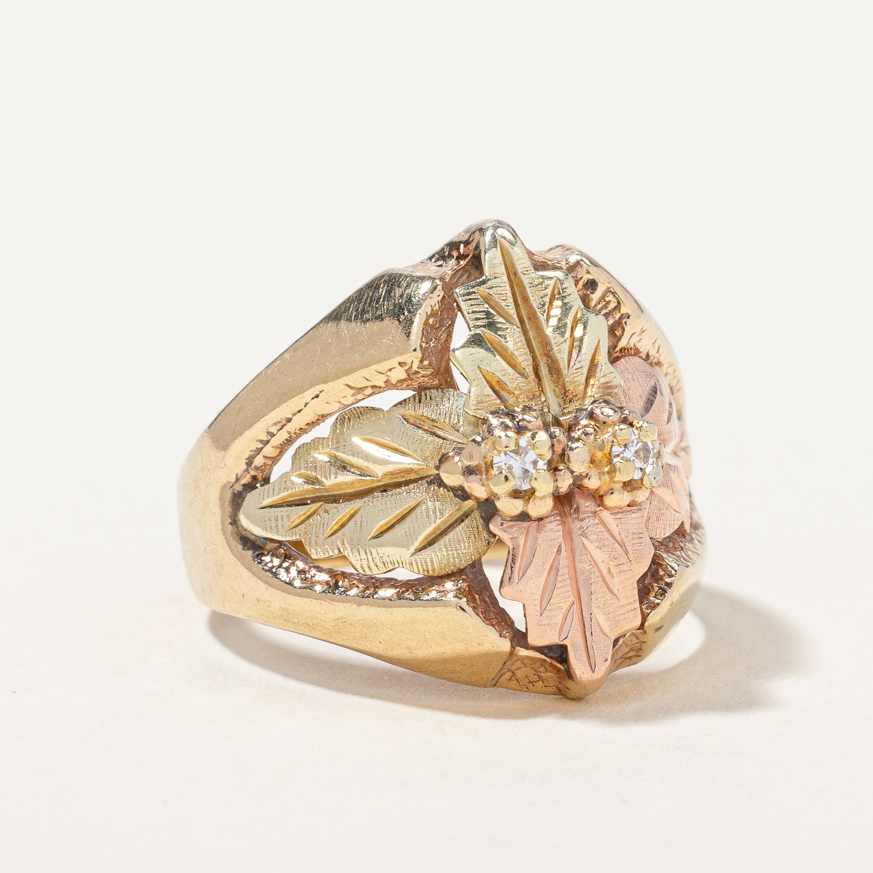 Black Hills Gold' Diamond Leaf Design Ring | 0.03ctw | SZ 6.25 |