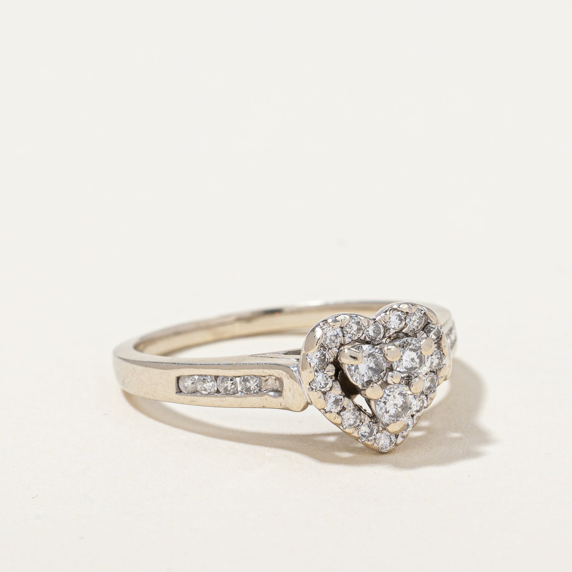 Bague cœur en diamant | 0,24 ct | Taille 5,75 | 