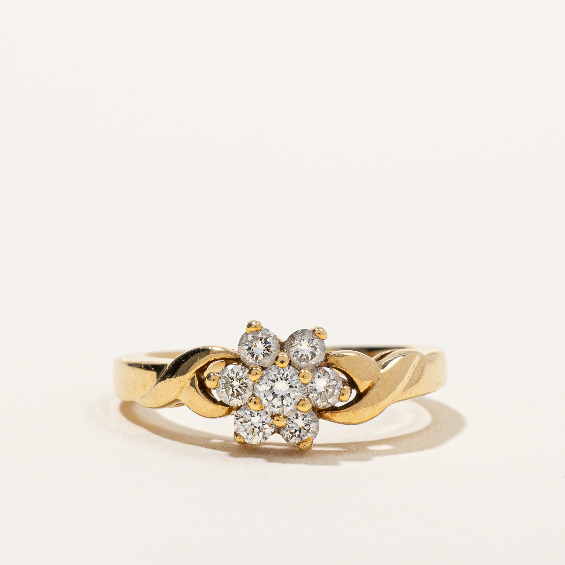 Twisted Floral Diamond Cluster Ring | 0.48 ctw, SZ 6.75 |