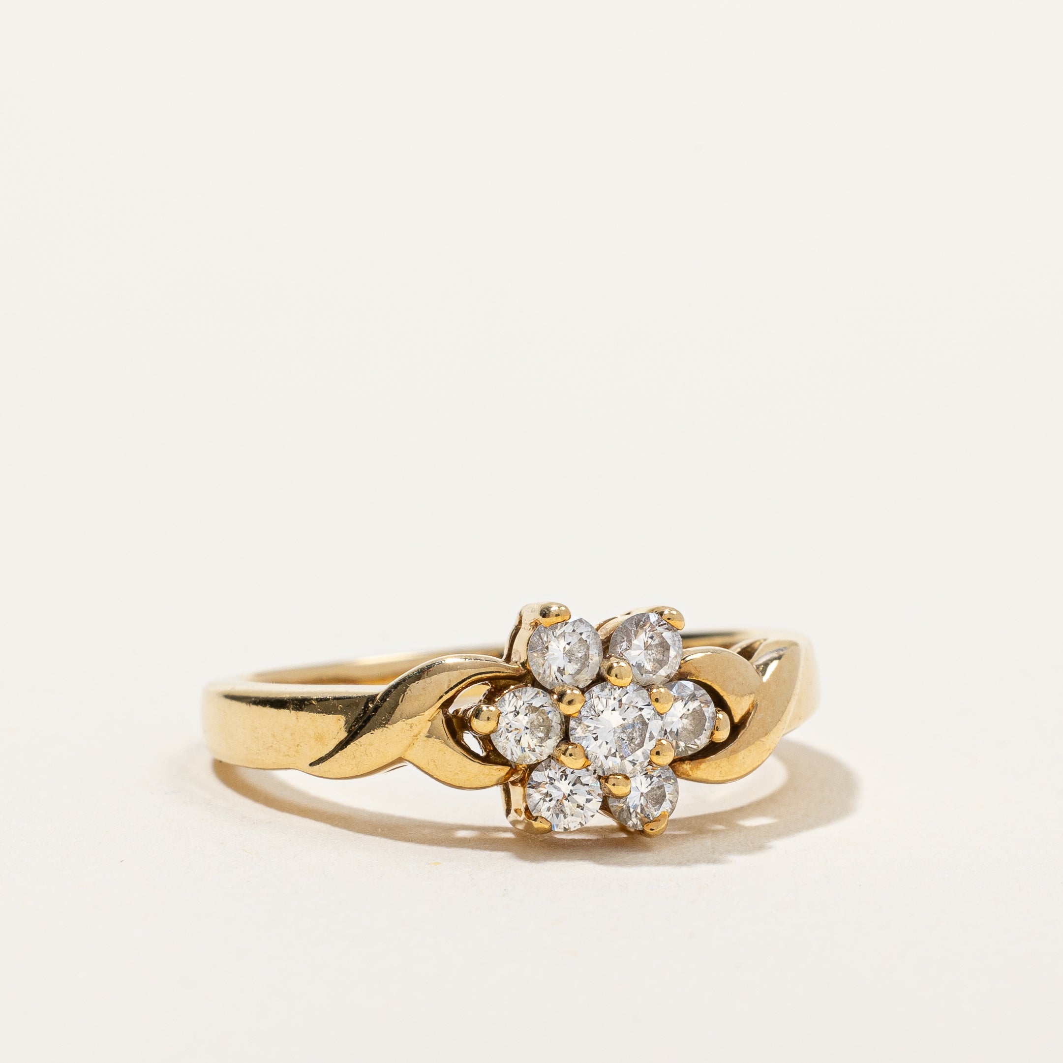 Twisted Floral Diamond Cluster Ring | 0.48 ctw, SZ 6.75 |