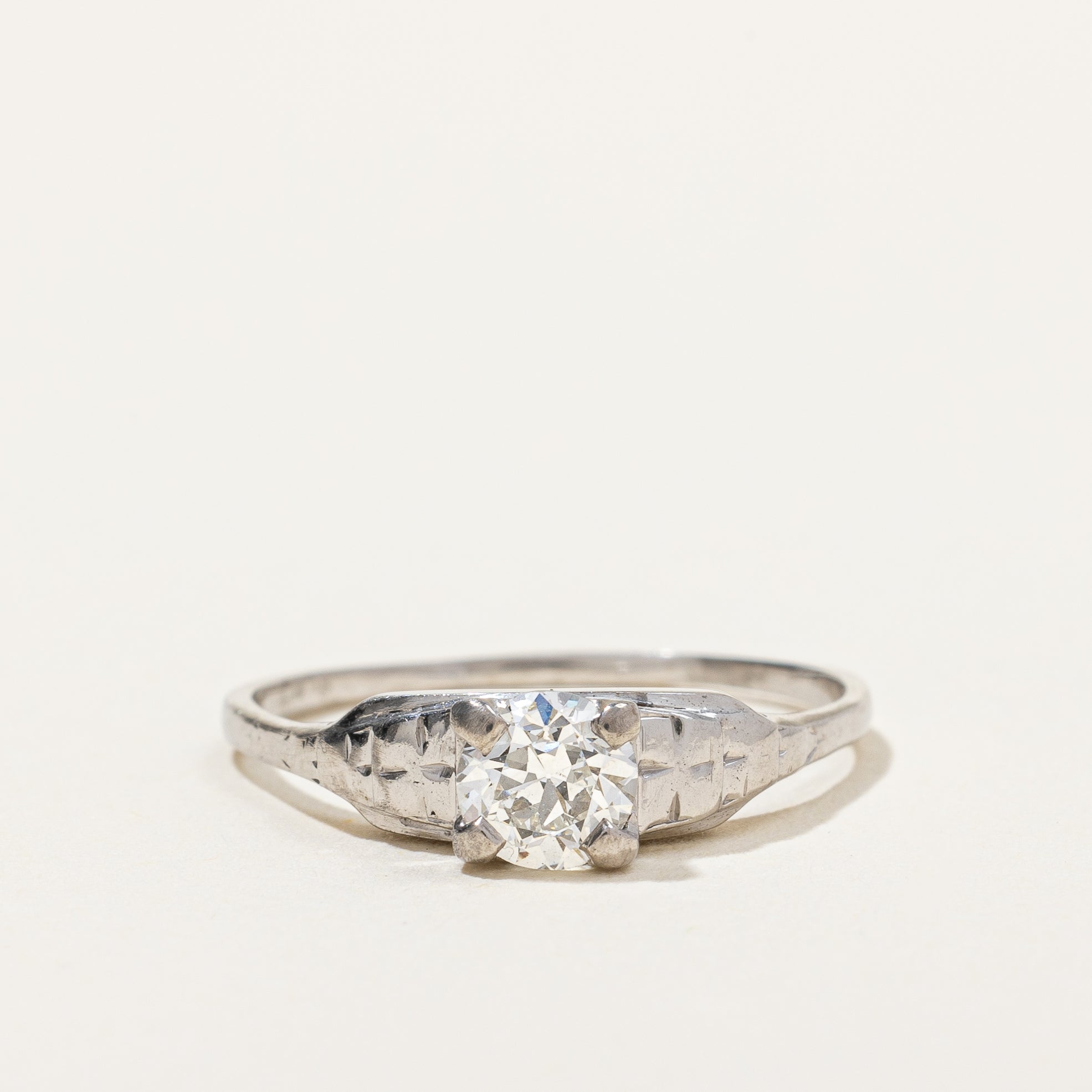 1920s Transitional Cut Diamond Engagement Ring | 0.45ct | SZ 4.75 |