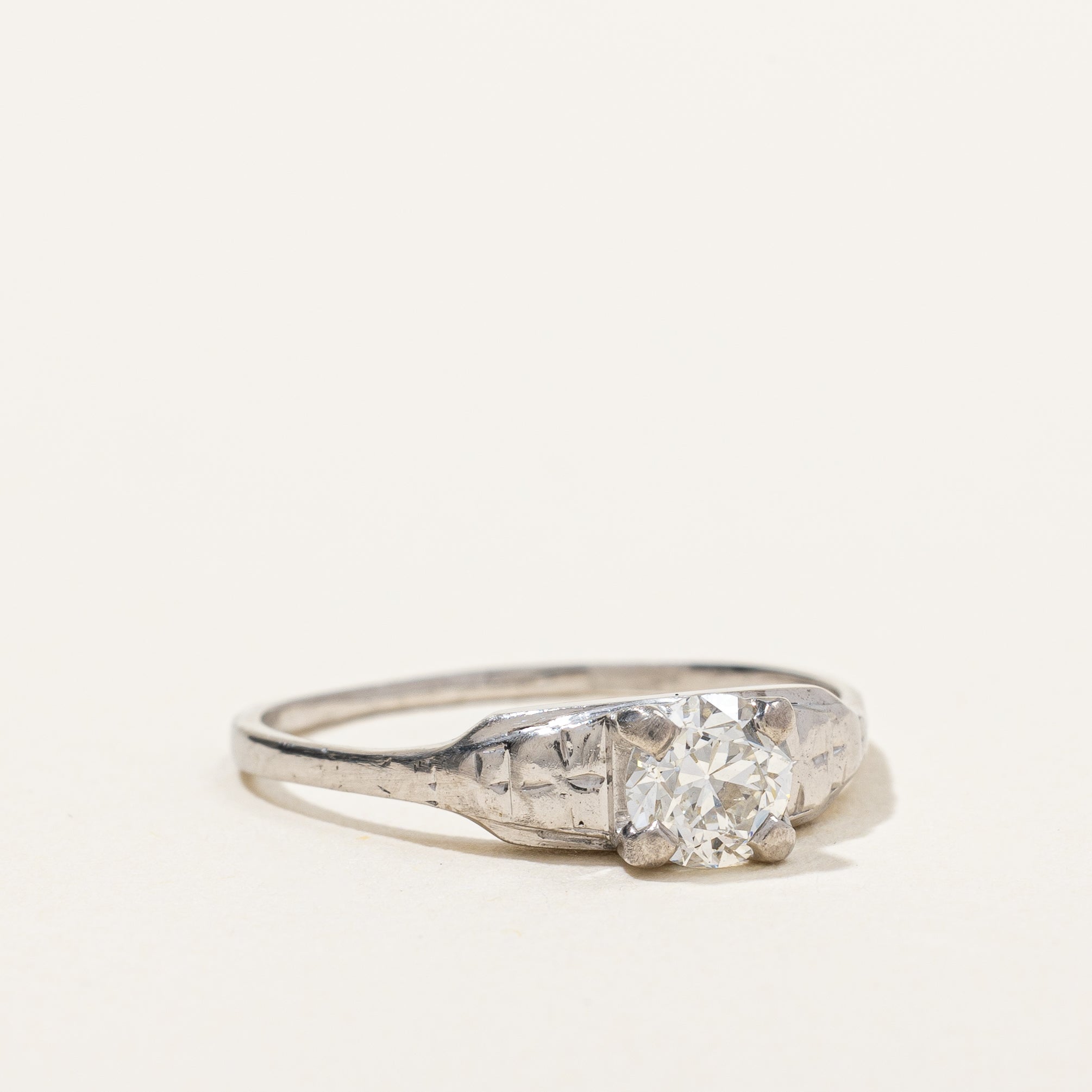 1920s Transitional Cut Diamond Engagement Ring | 0.45ct | SZ 4.75 |