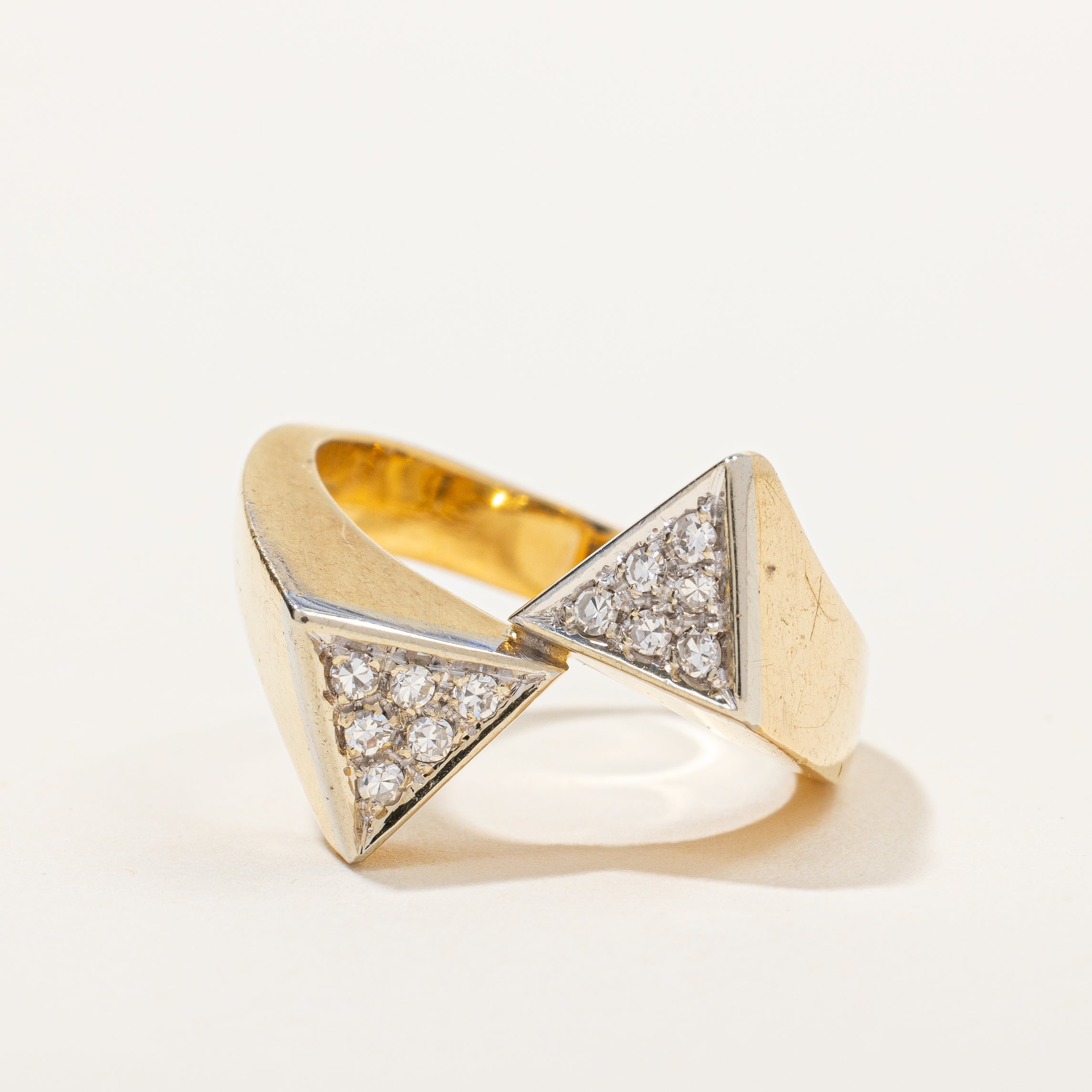 Bypass Pave Triangle Cocktail Ring | 0.18ctw | SZ 7.25 |