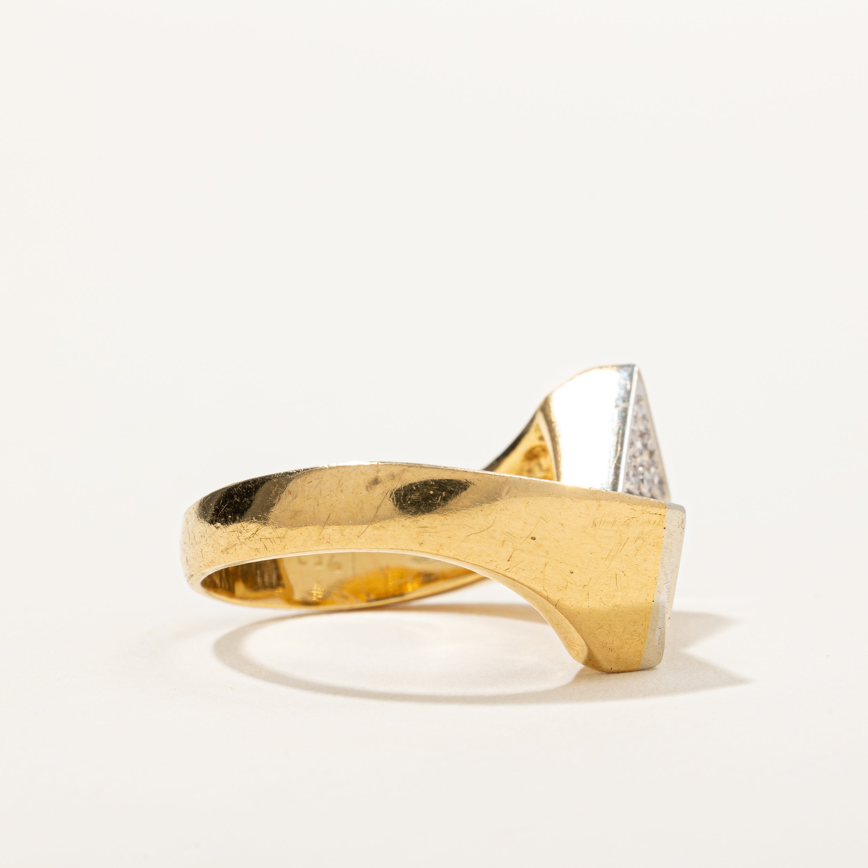 Bypass Pave Triangle Cocktail Ring | 0.18ctw | SZ 7.25 |