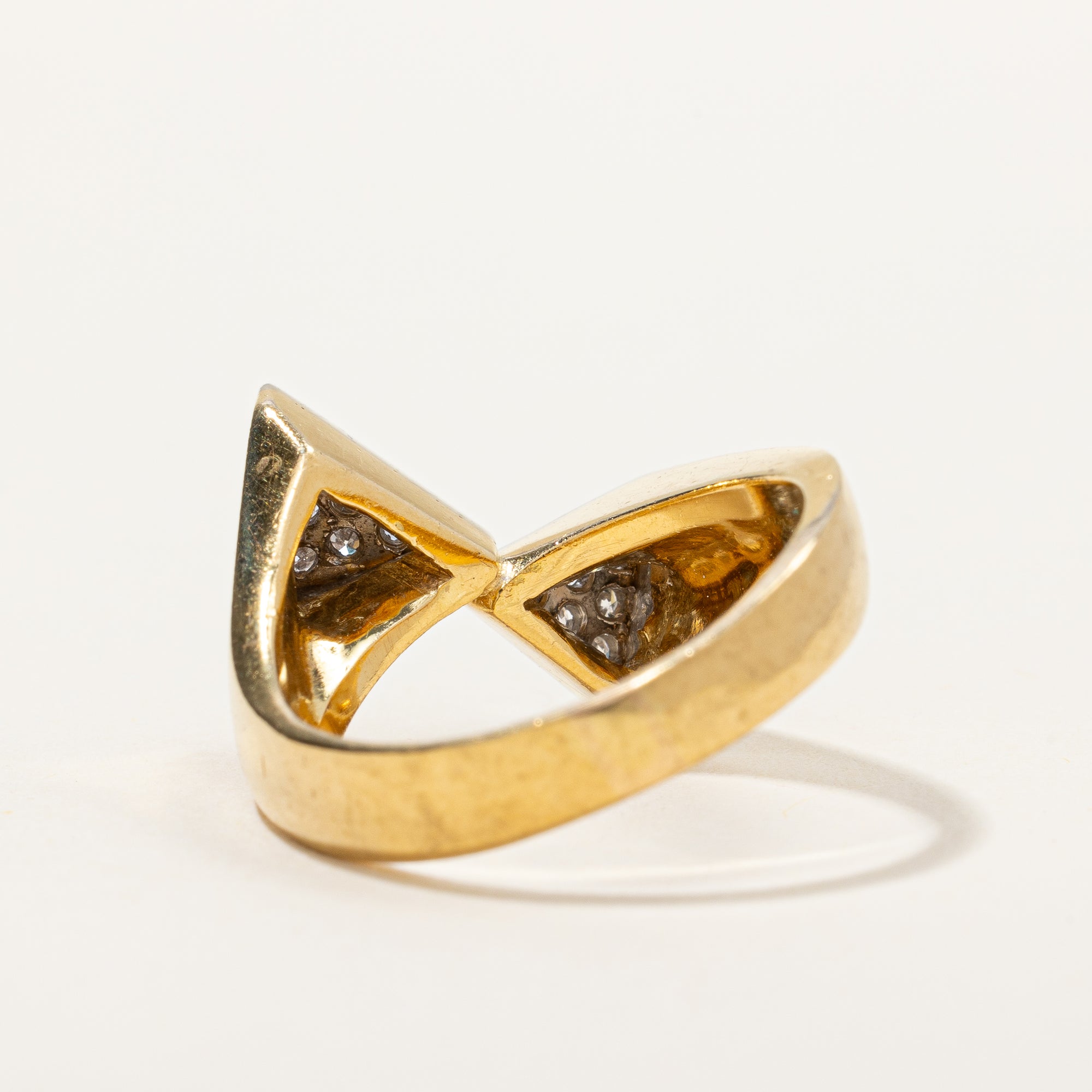 Bypass Pave Triangle Cocktail Ring | 0.18ctw | SZ 7.25 |