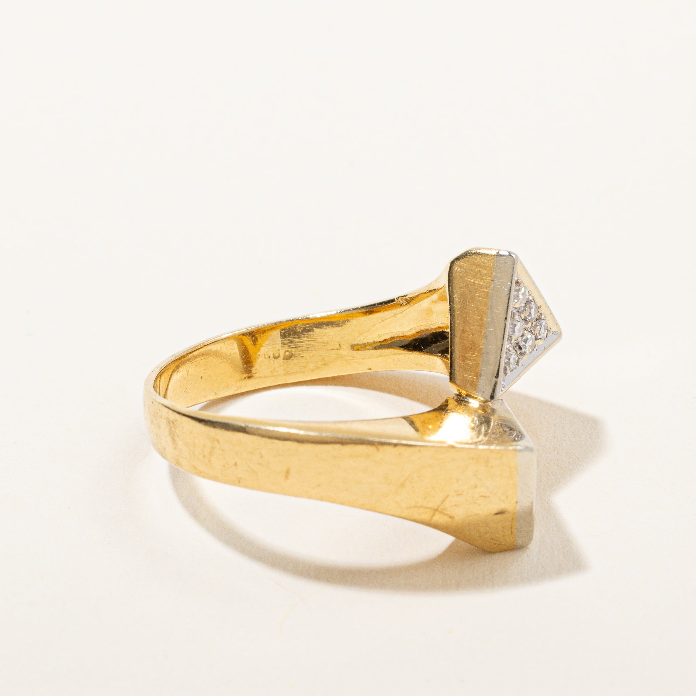 Bypass Pave Triangle Cocktail Ring | 0.18ctw | SZ 7.25 |