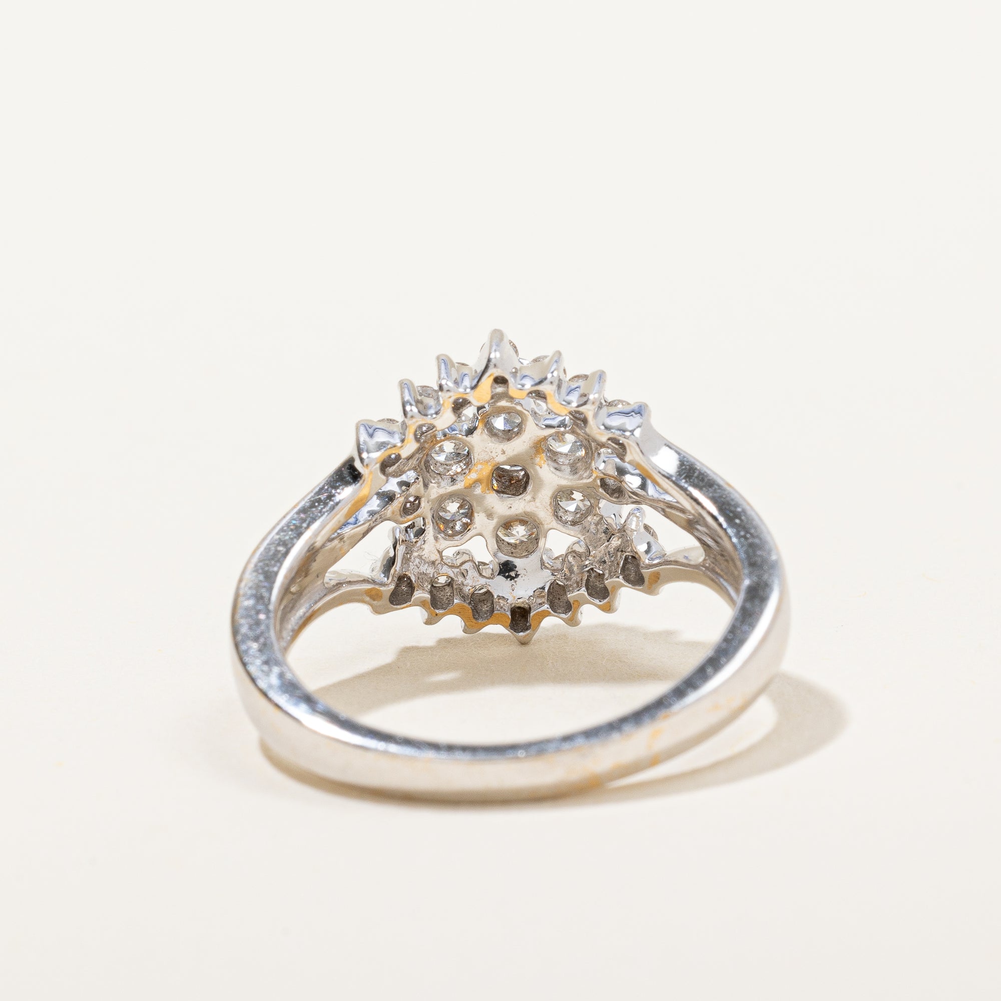 Split Shank Diamond Floral Cluster Cocktail Ring | 0.71 ctw, SZ 6 |