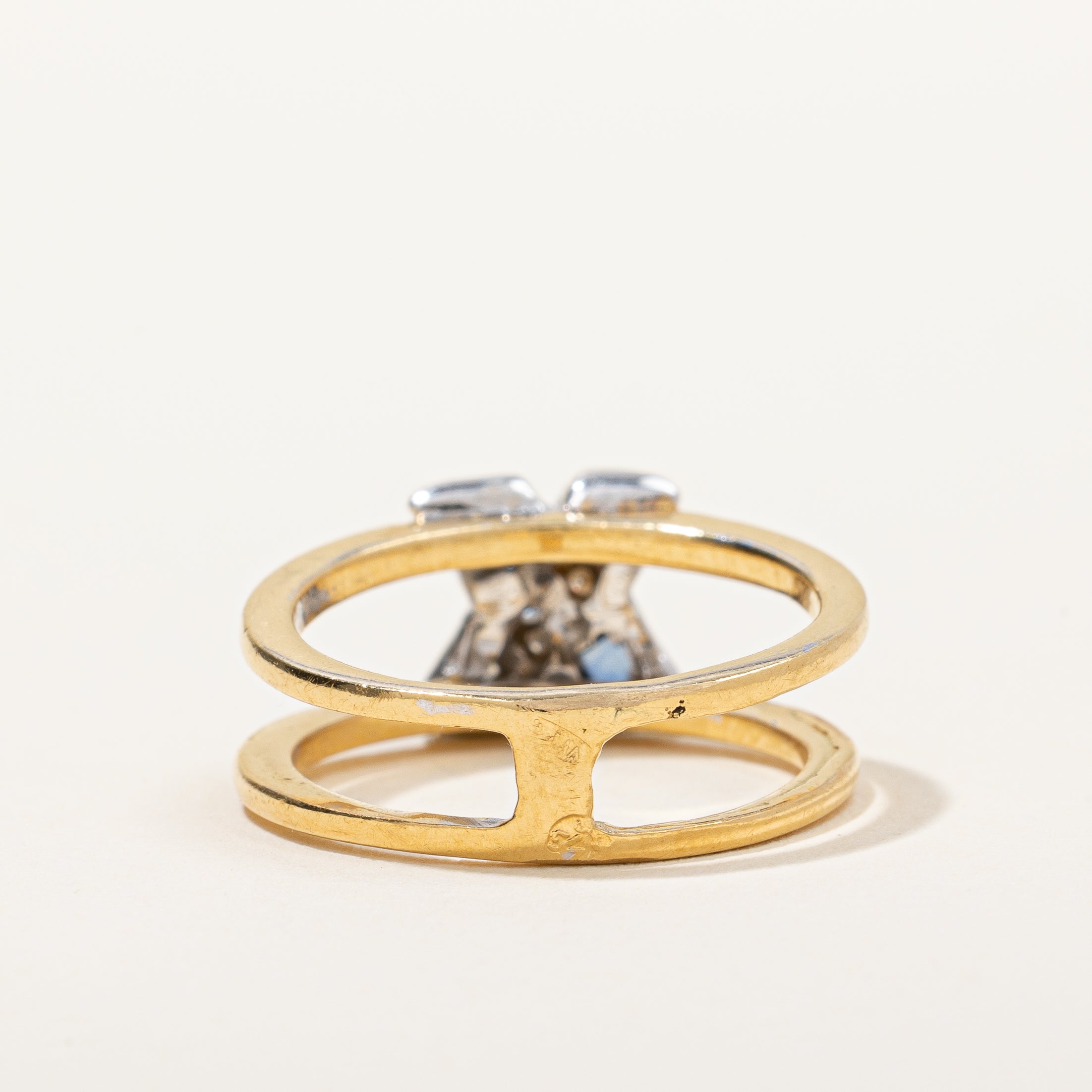 Open Sapphire & Diamond 'X' Ring | 0.12ctw, 0.14ctw | SZ 6.25 |