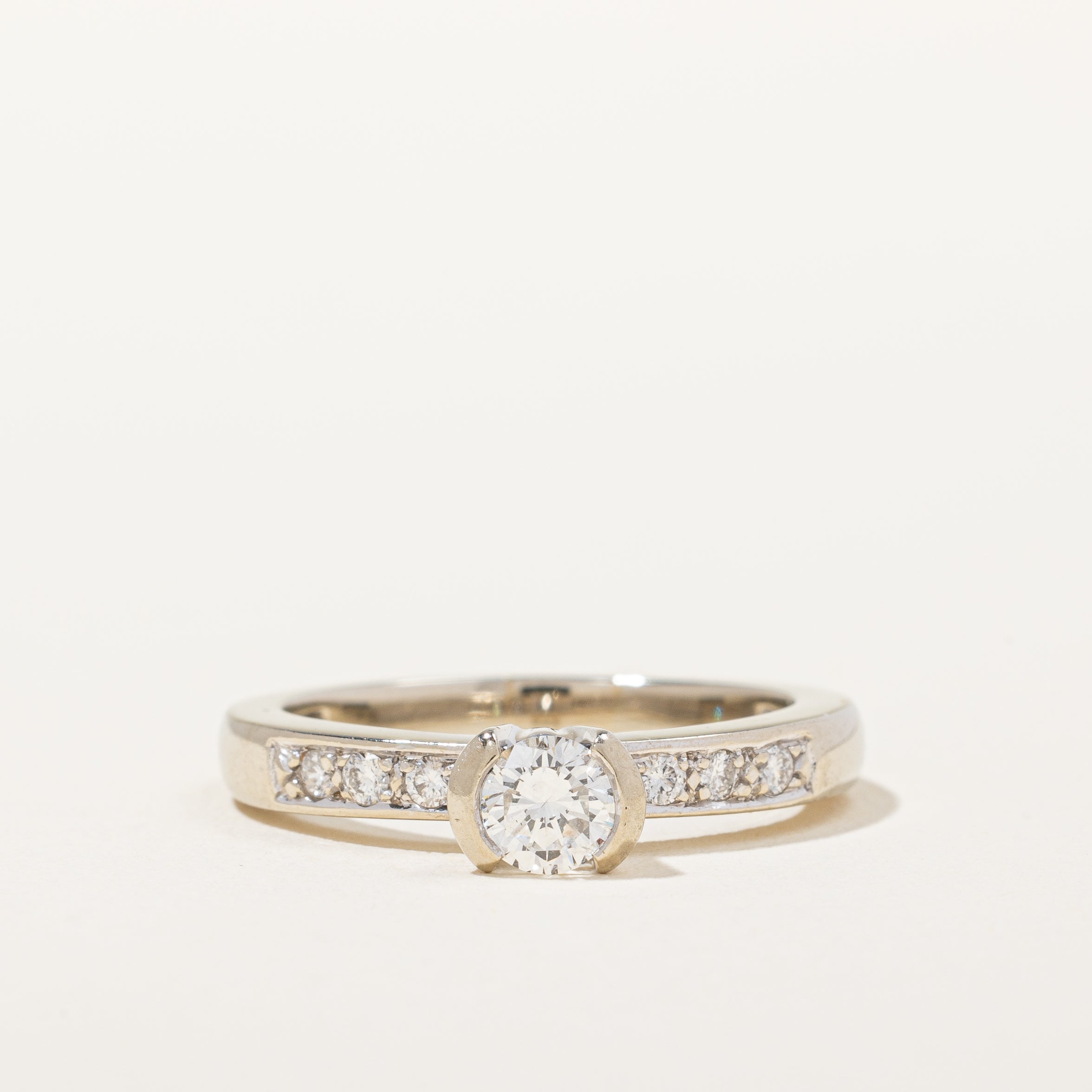 18k Semi Bezel Diamond Engagement Ring | 0.45ctw SI2 F | SZ 6.75 |